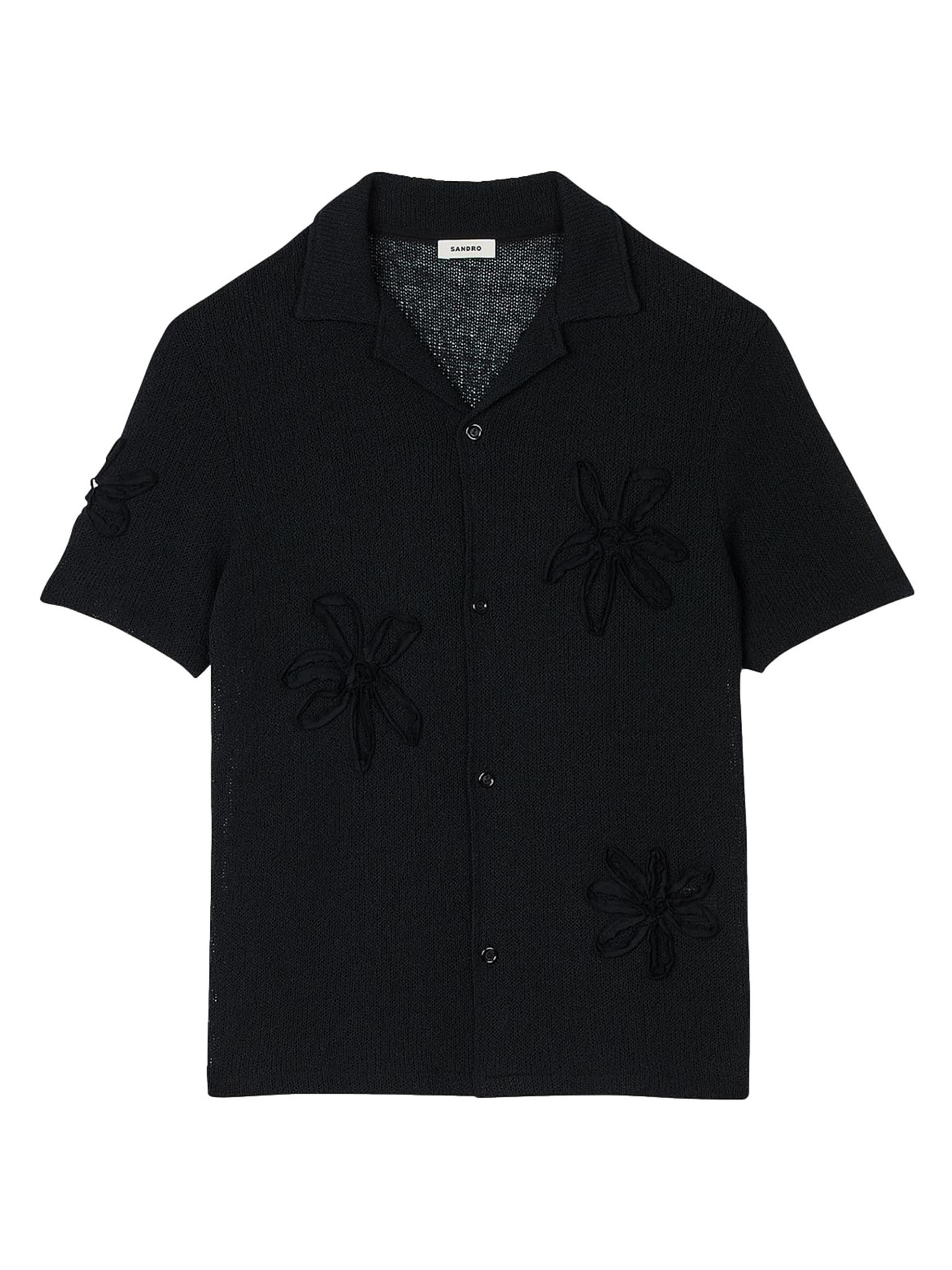 Sandro Men's Floral Knit Shirt - Black