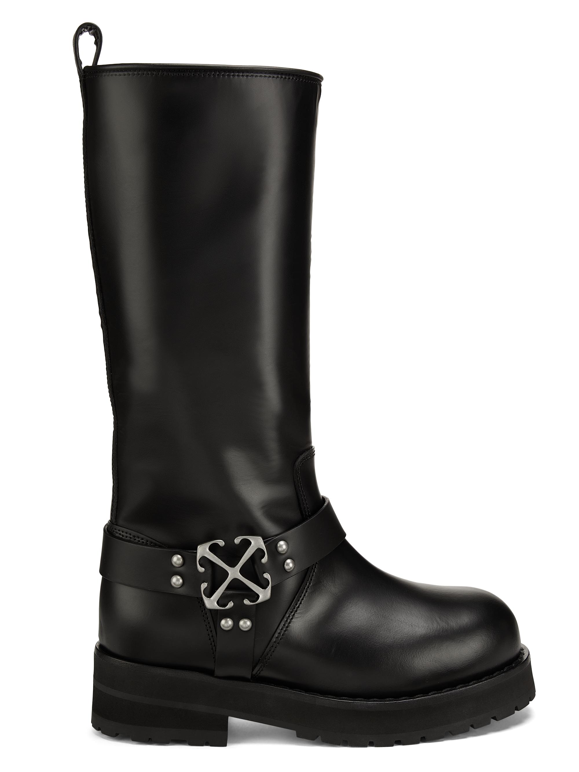 Off-White Women's Off Track Leather Boots - Black Silver