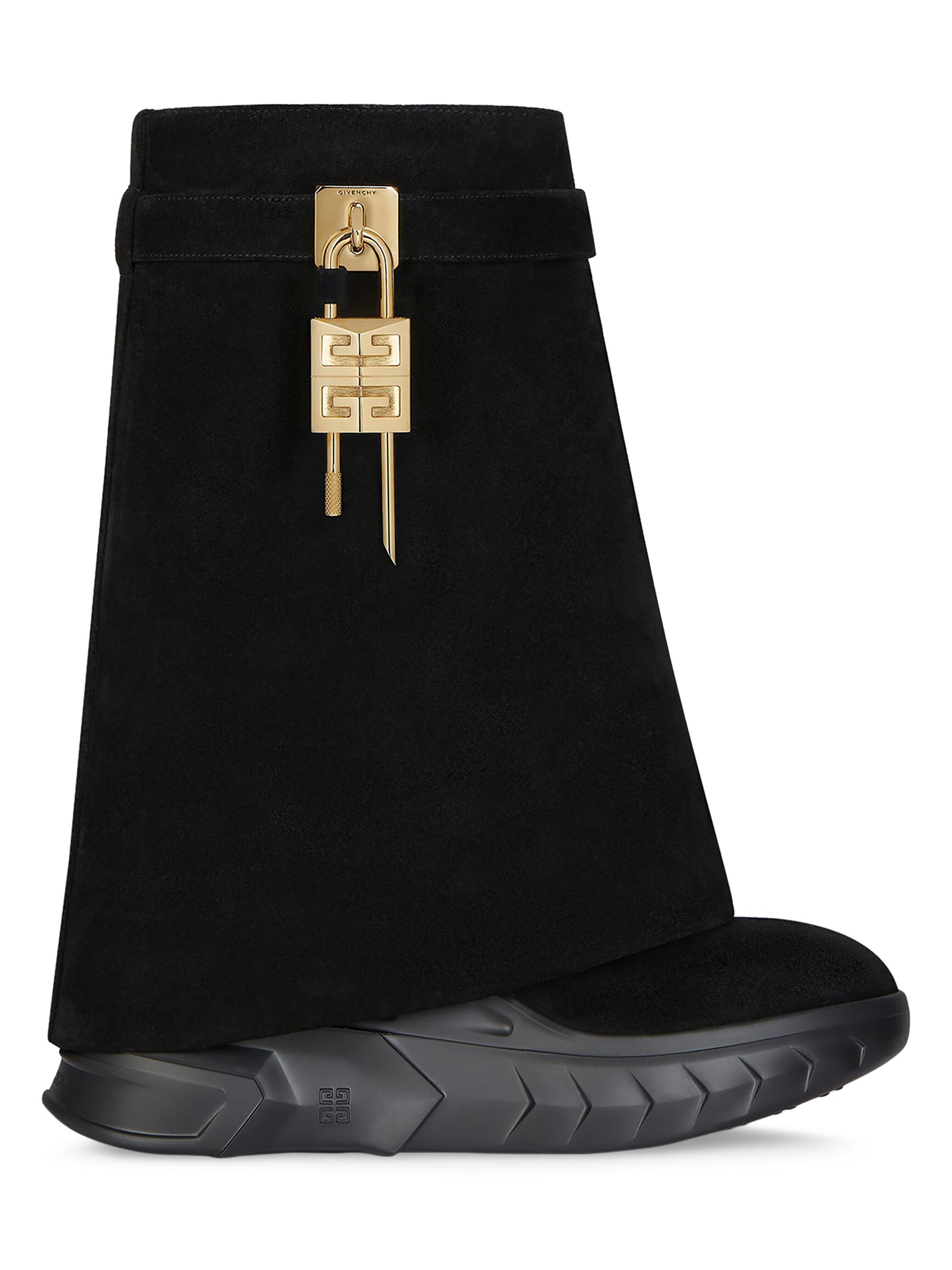 Givenchy Women's Shark Lock Biker Ankle Boots in Suede - Black