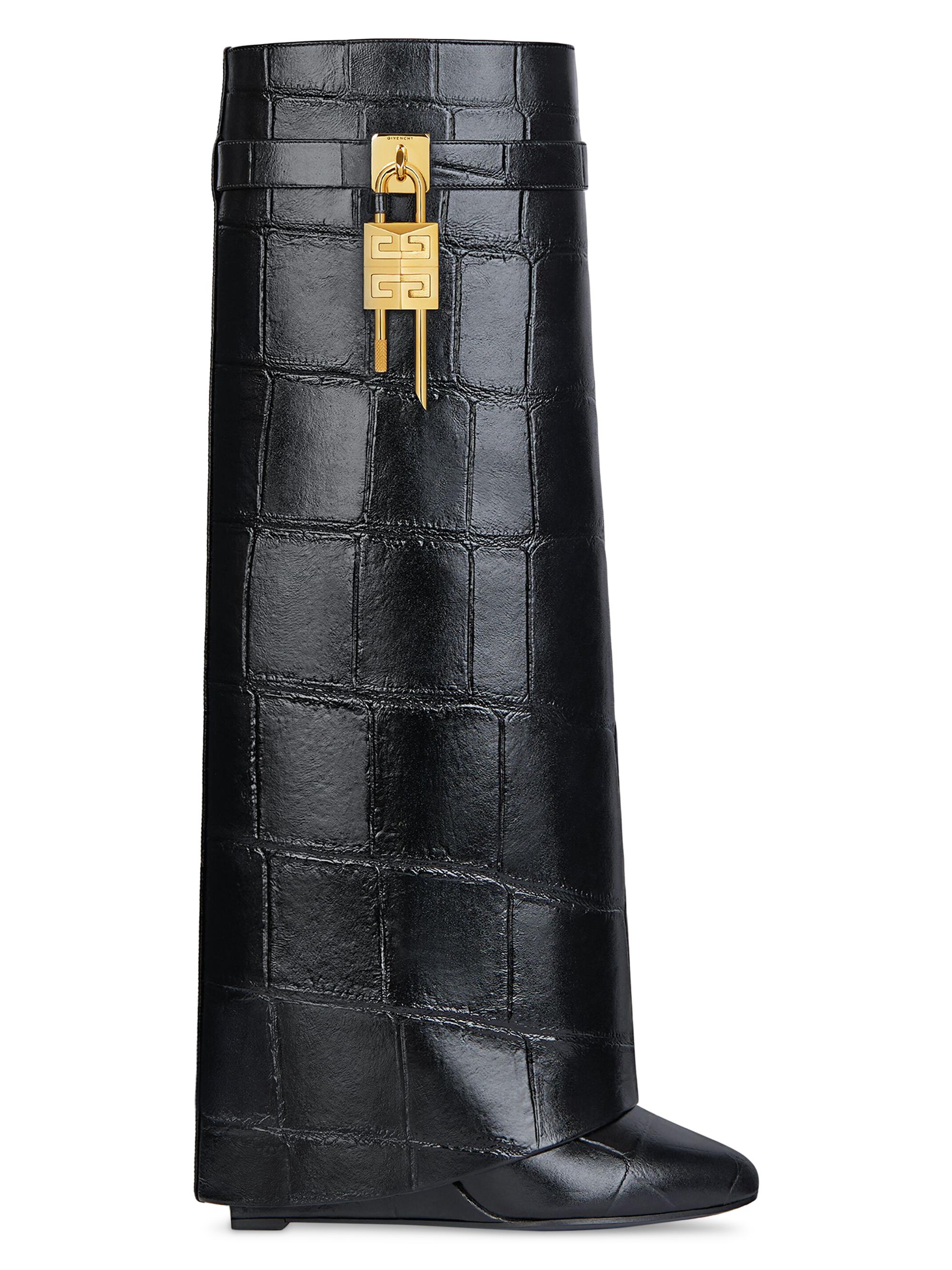 Givenchy Women's Shark Lock Boots in Crocodile Effect Leather - Black