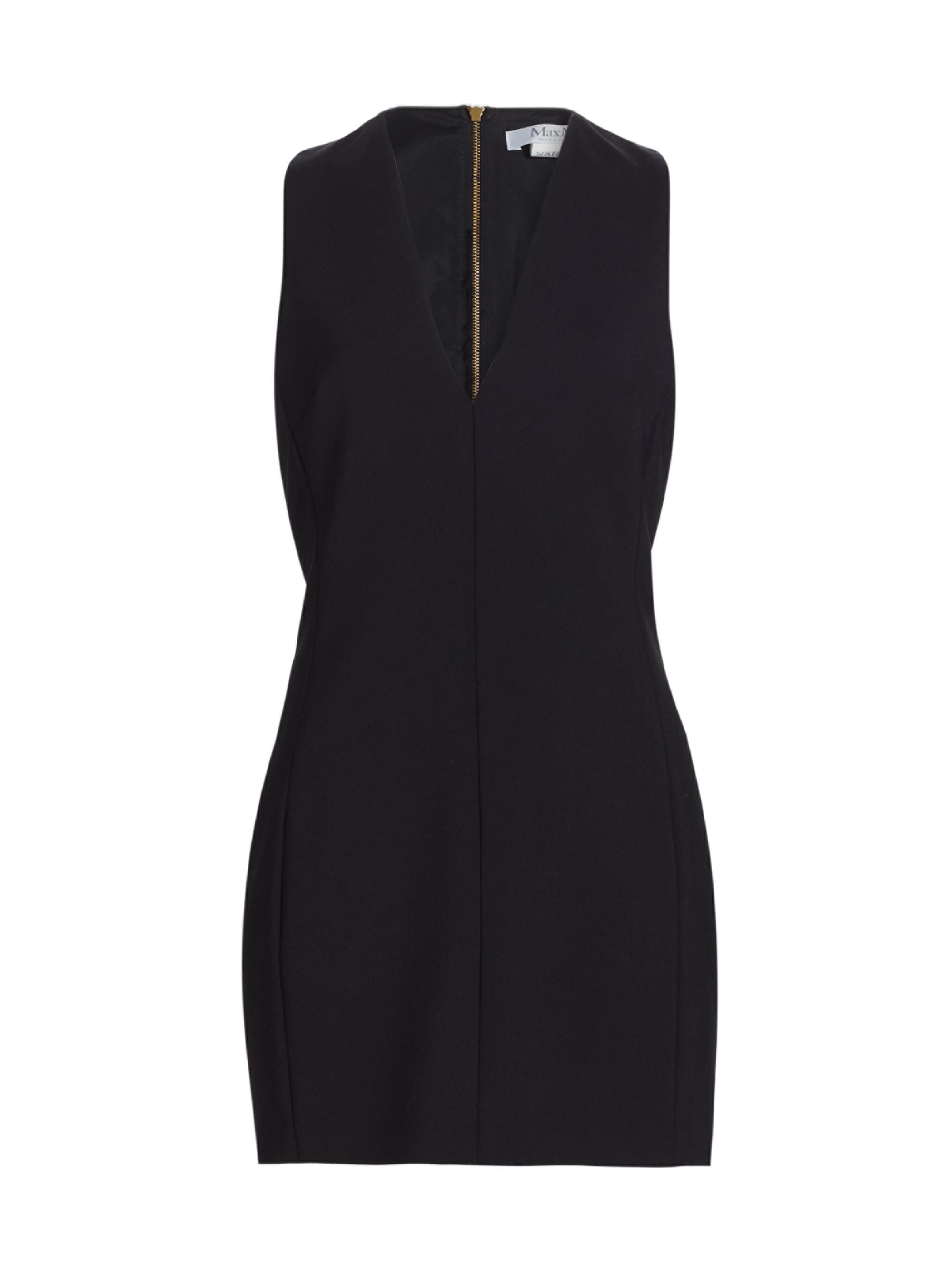 Max Mara Women's Belford Stretch Wool V-Neck Minidress - Black