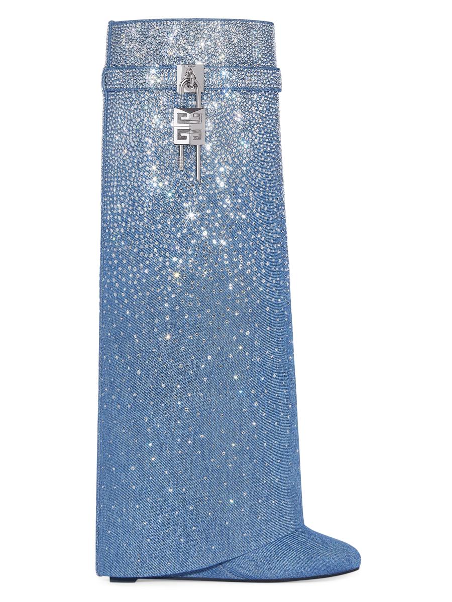 Givenchy Shark Lock Boots in Denim with Strass | Saks Fifth
