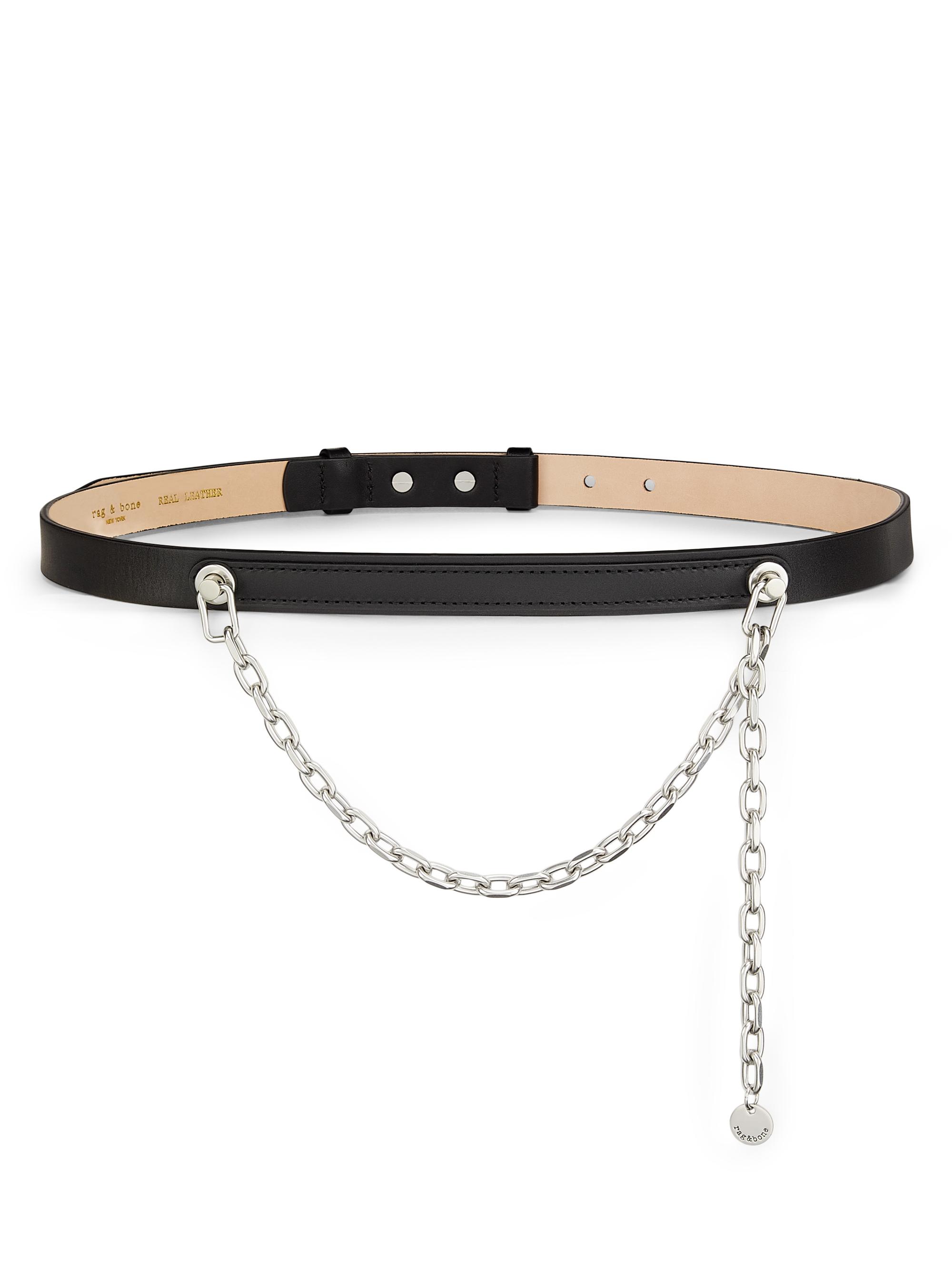 rag & bone Women's Mari Leather Chain Belt - Black