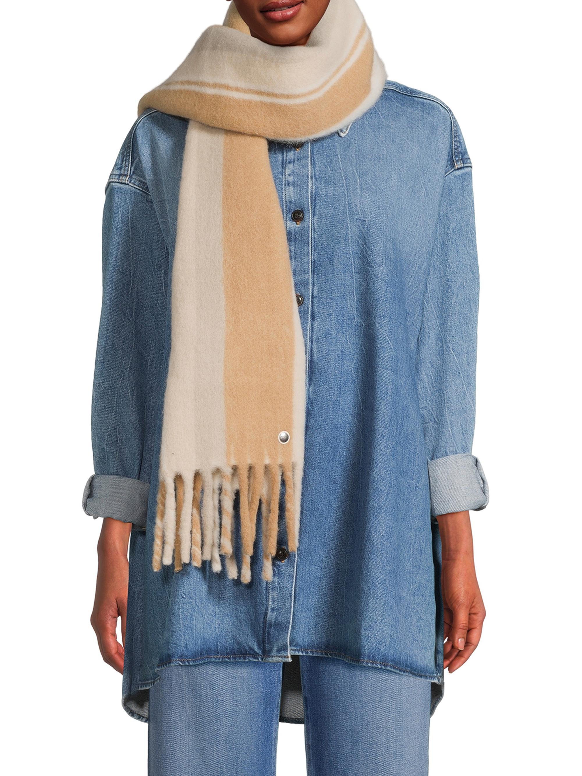 rag & bone Women's Siobhan Striped Fringe Scarf - Camel Multi