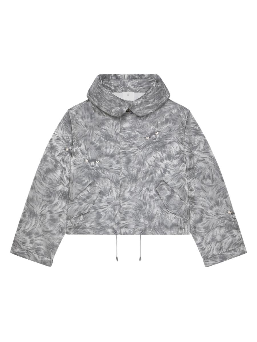 Givenchy Short Parka in Cat Jacquard | Saks Fifth Avenue