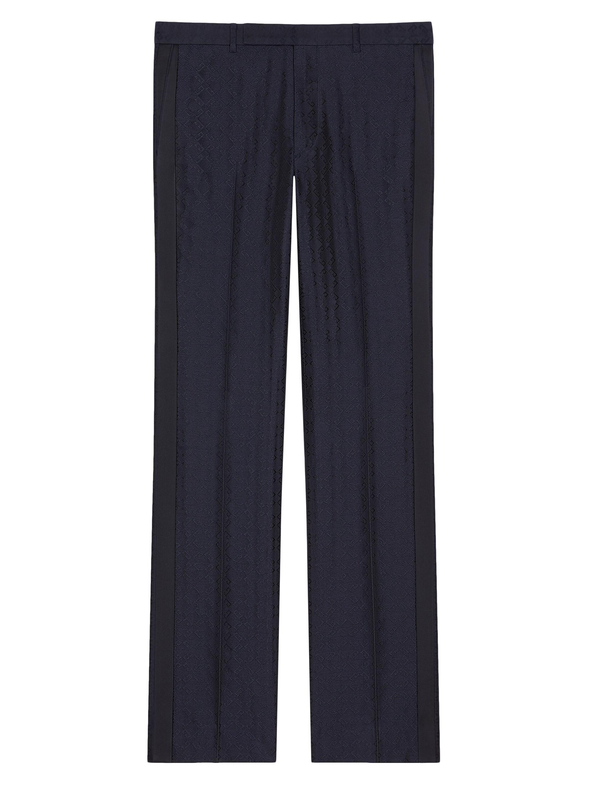 Givenchy Men's Slim Fit Pants in Monogram 72 Wool and Silk - Night Blue
