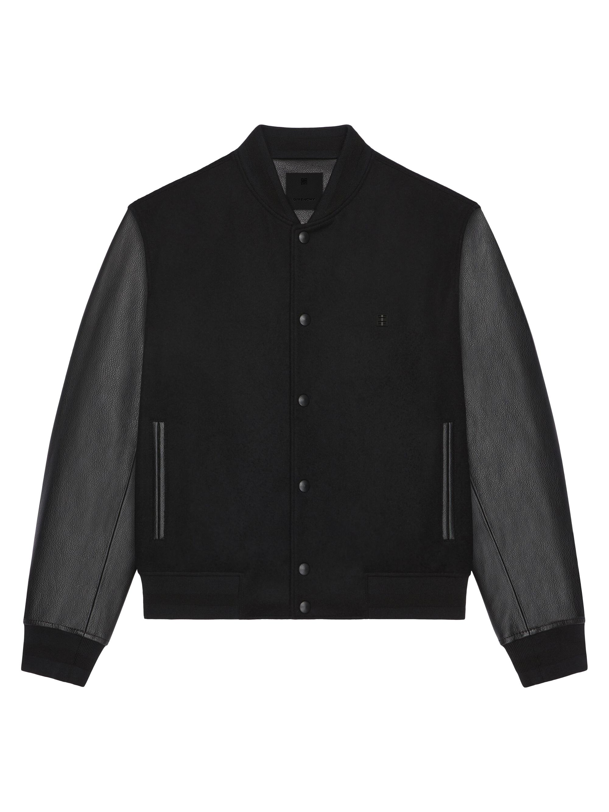Givenchy Men's Varsity Jacket in Wool and Leather with 4G Detail - Black