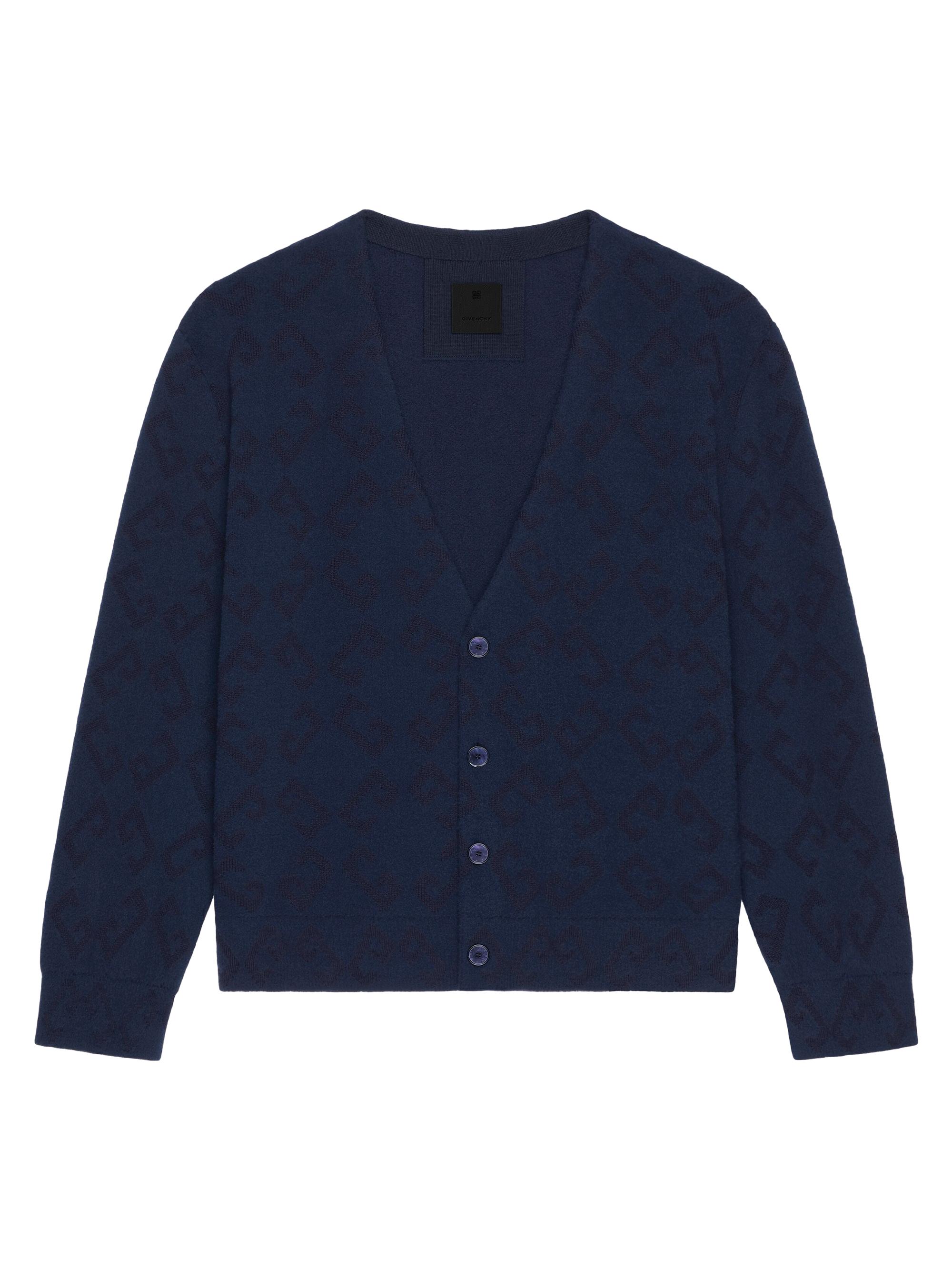 Givenchy Men's Cardigan in Monogram 72 Jacquard - Dark Blue