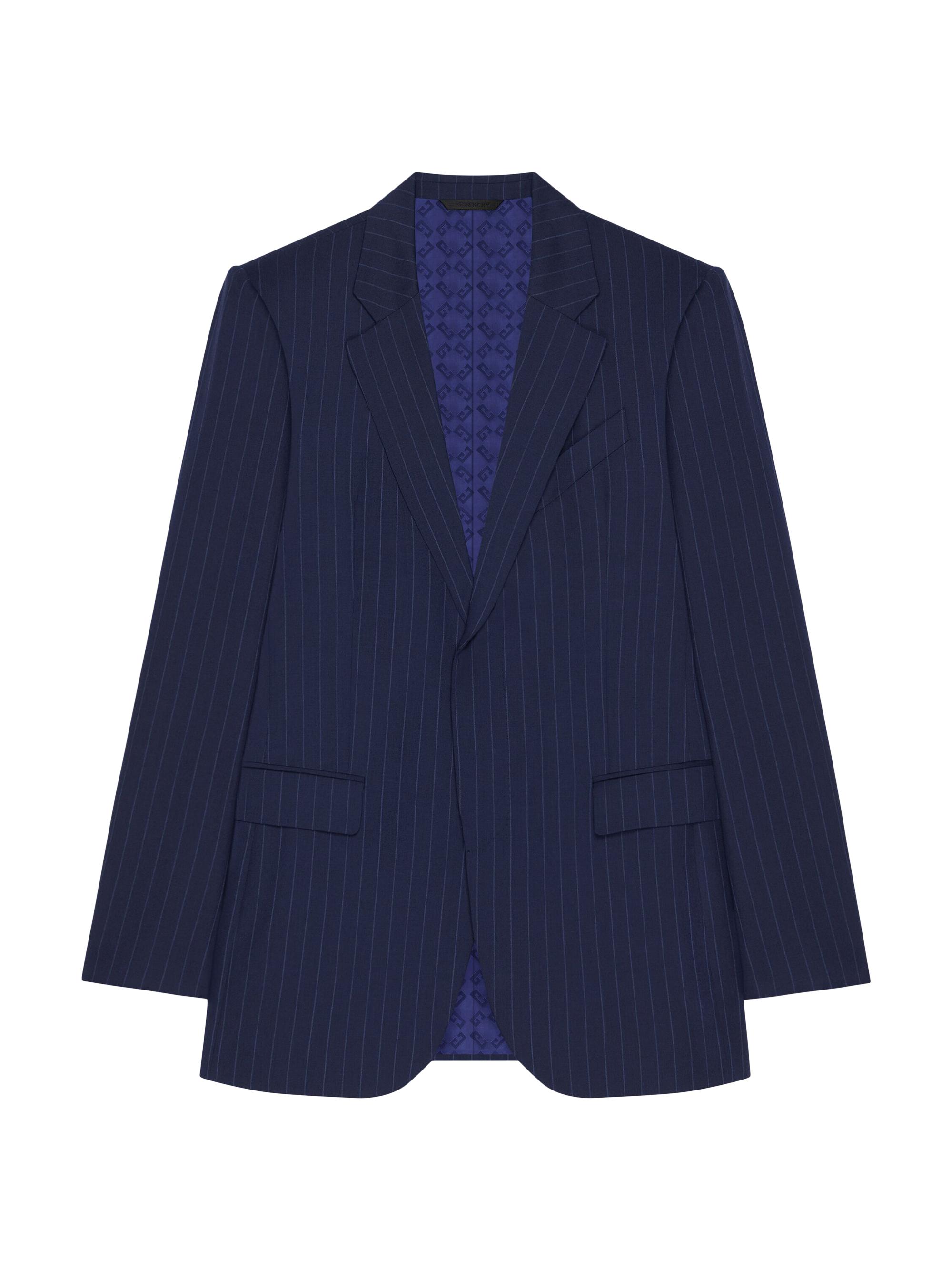 Givenchy Men's Slim Fit Striped Jacket in Wool - Deep Blue