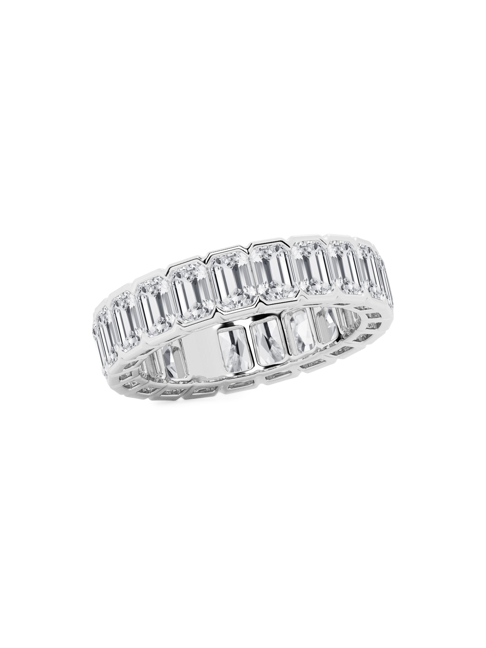 Saks Fifth Avenue Collection Women's Platinum & Emerald-Cut Lab-Grown Diamond Eternity Band/2.00-5.00 TCW - 5 Tcw