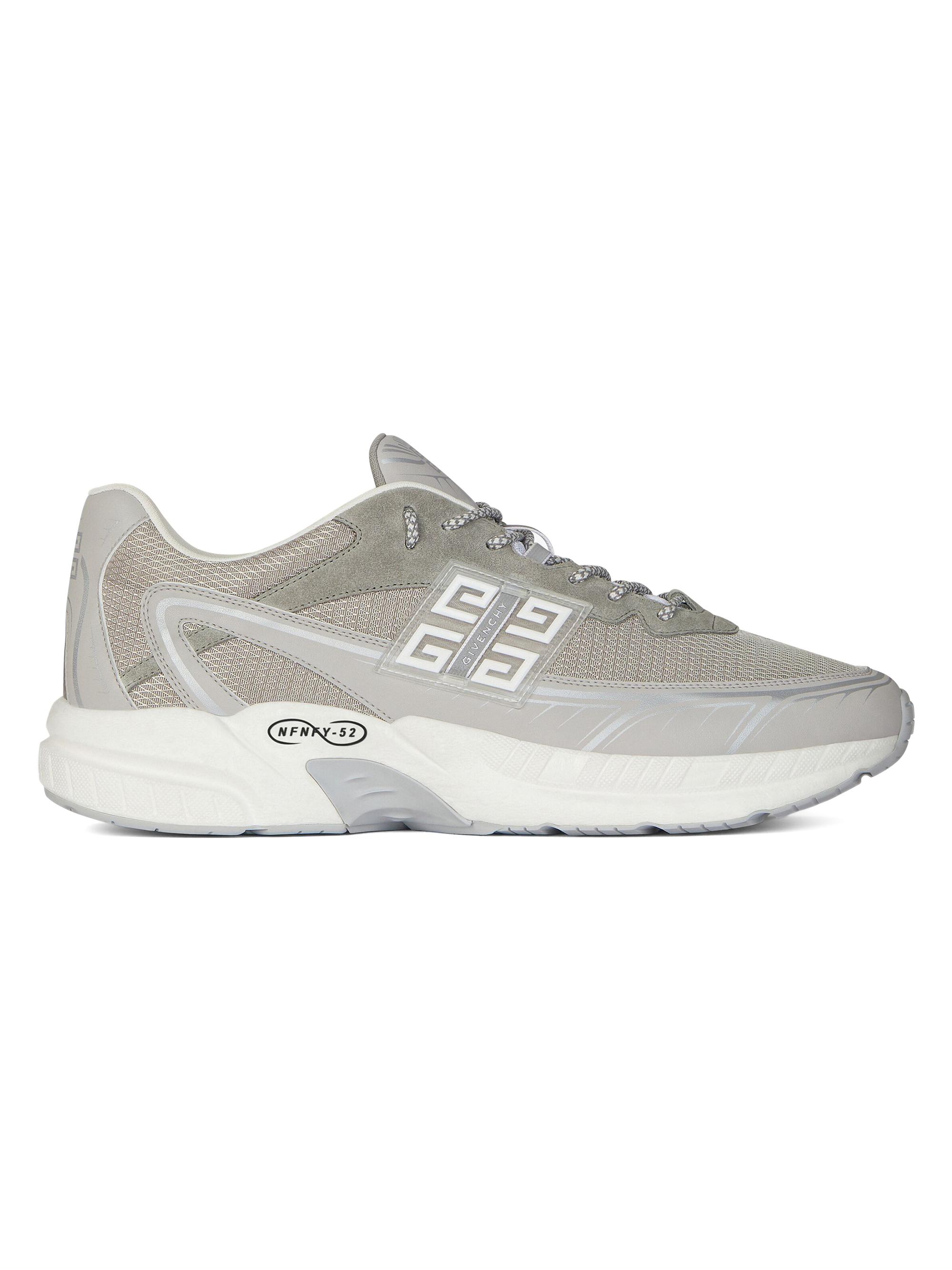 Givenchy Men's NFNTY-52 Runner Sneakers in Suede and Mesh - Light Grey