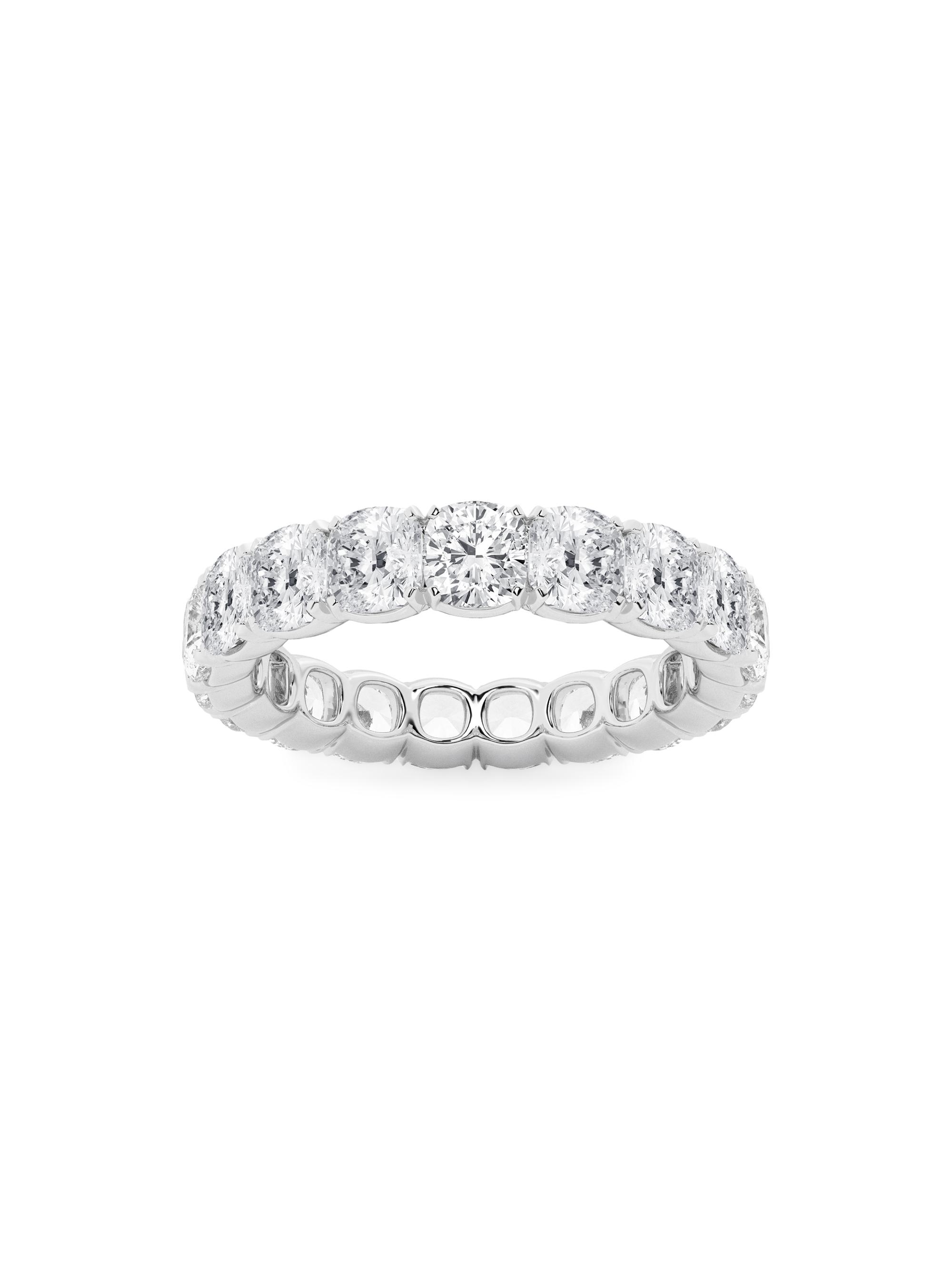 Saks Fifth Avenue Collection Women's Platinum & Cushion-Cut Lab-Grown Diamond Eternity Band/3.00-5.00 TCW - 5 Tcw