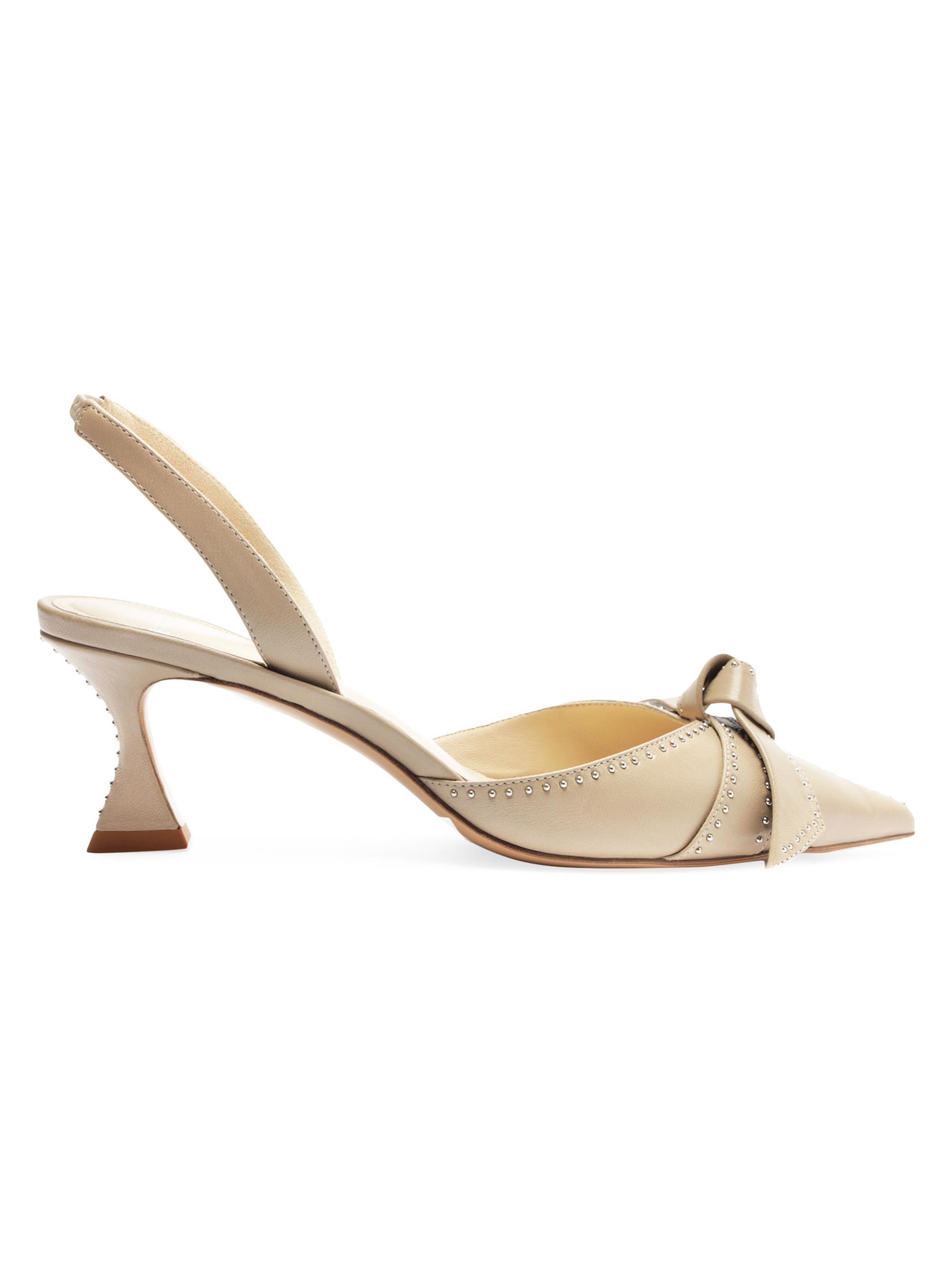 Alexandre Birman Women's Clartia 60MM Studded Leather Slingback Pumps - Semolina