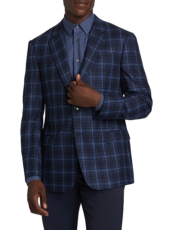 Shop Giorgio Armani Plaid Wool Single-Breasted Jacket | Saks Shop Giorgio Armani Plaid Wool Single-Breasted Jacket | Saks
