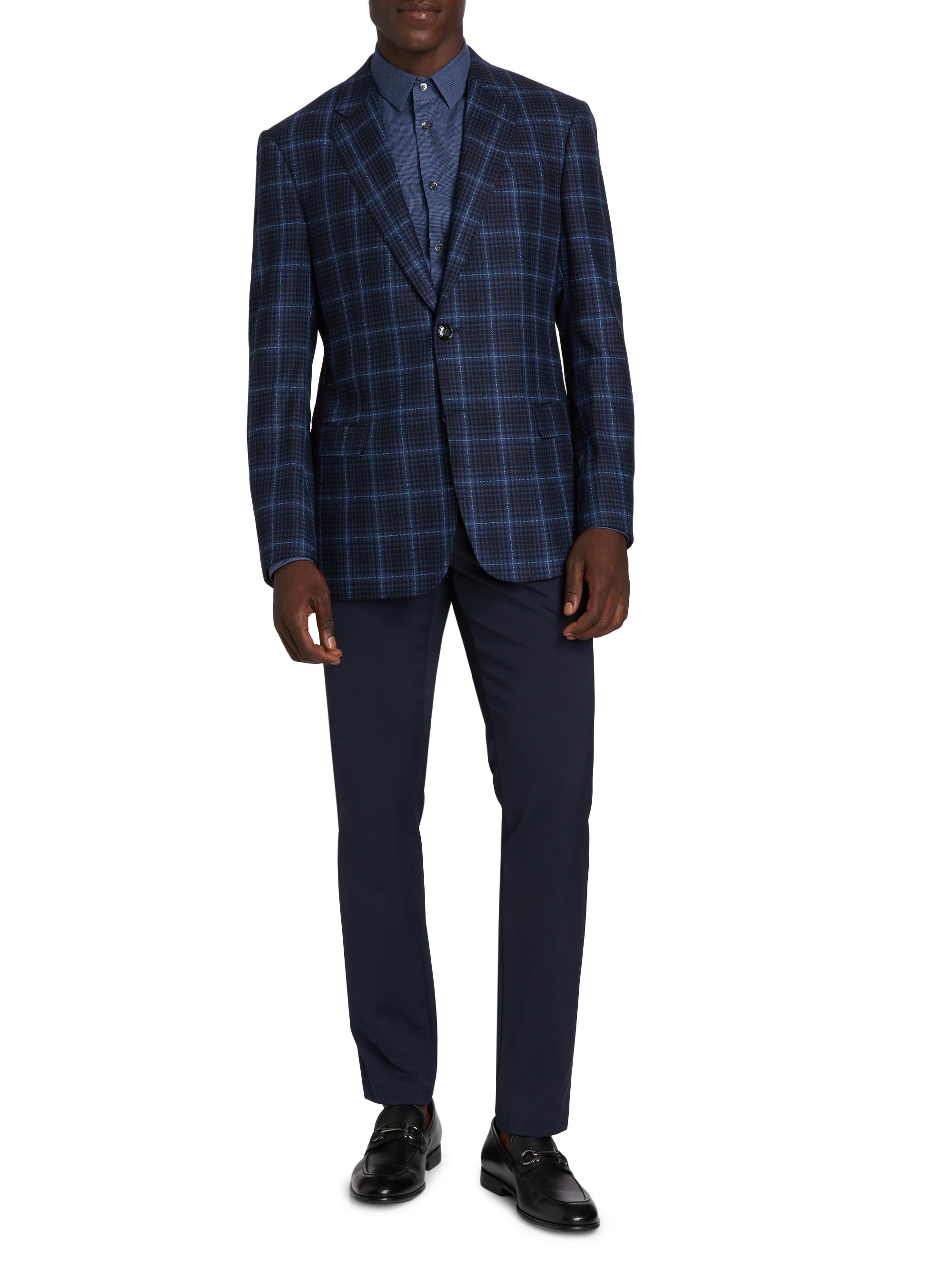 Giorgio Armani Plaid Wool Single-Breasted Jacket | Saks Fifth Avenue