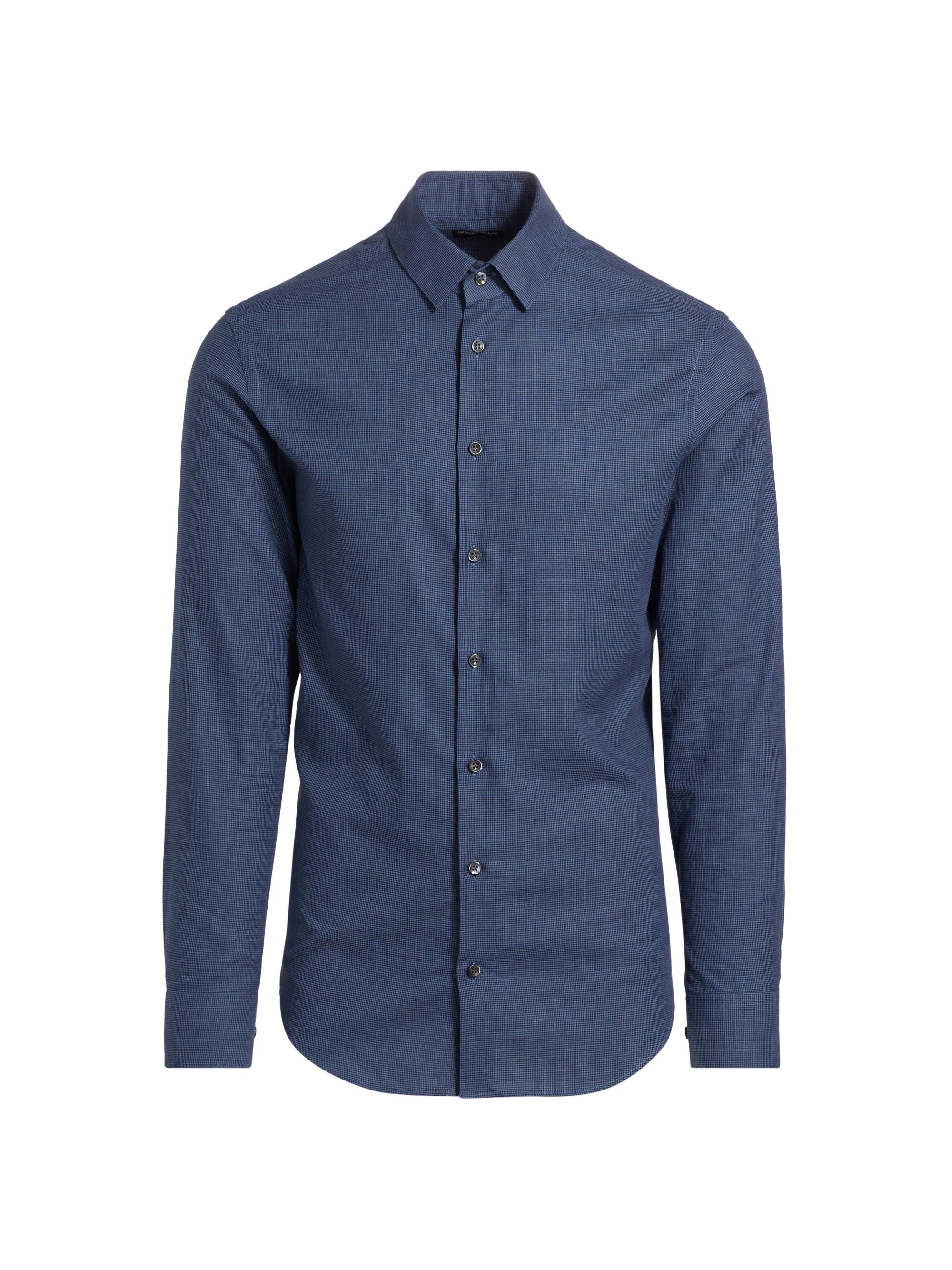 Giorgio Armani Men's Textured Cotton Shirt - Navy