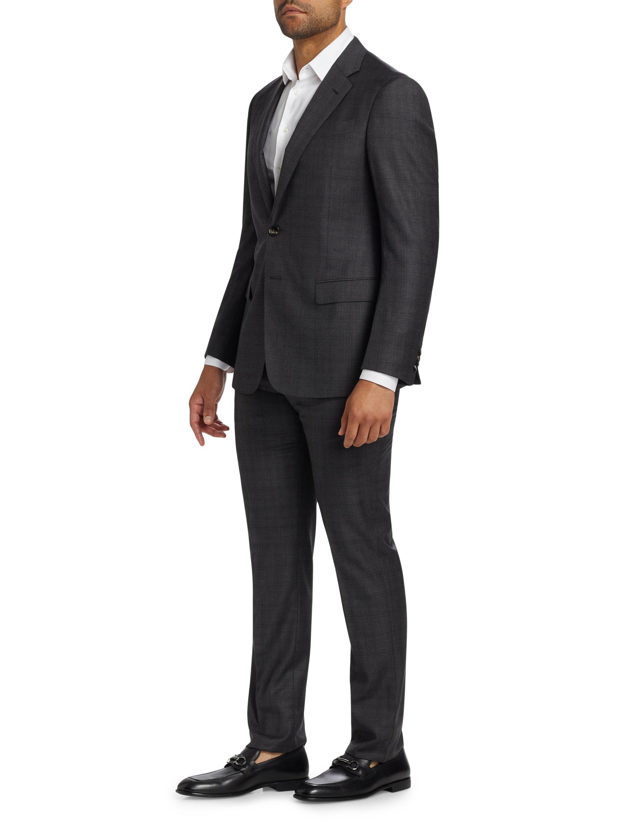 Giorgio Armani Windowpane Check Wool Suit | Saks Fifth Avenue