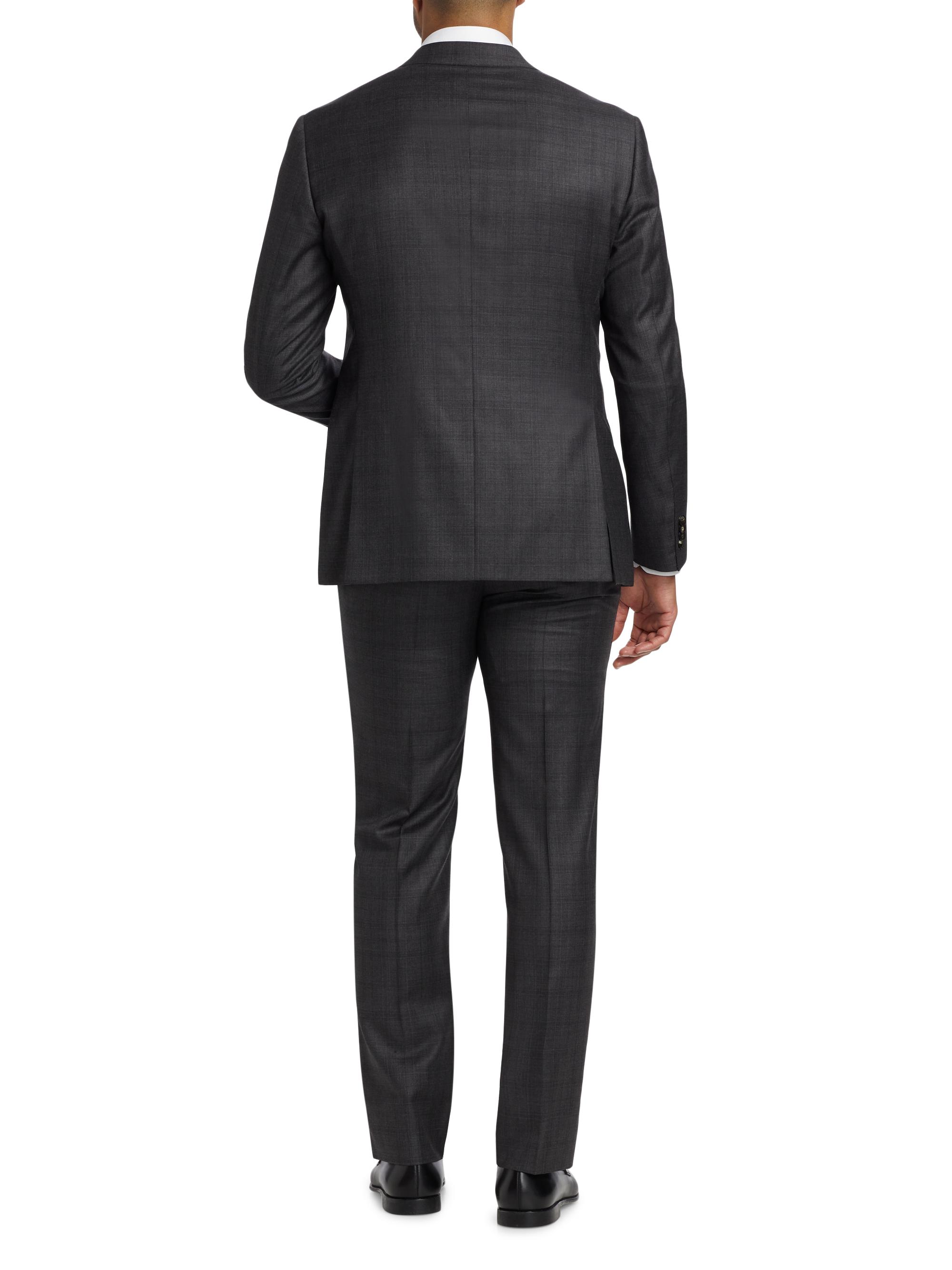 Giorgio Armani Windowpane Check Wool Suit | Saks Fifth Avenue