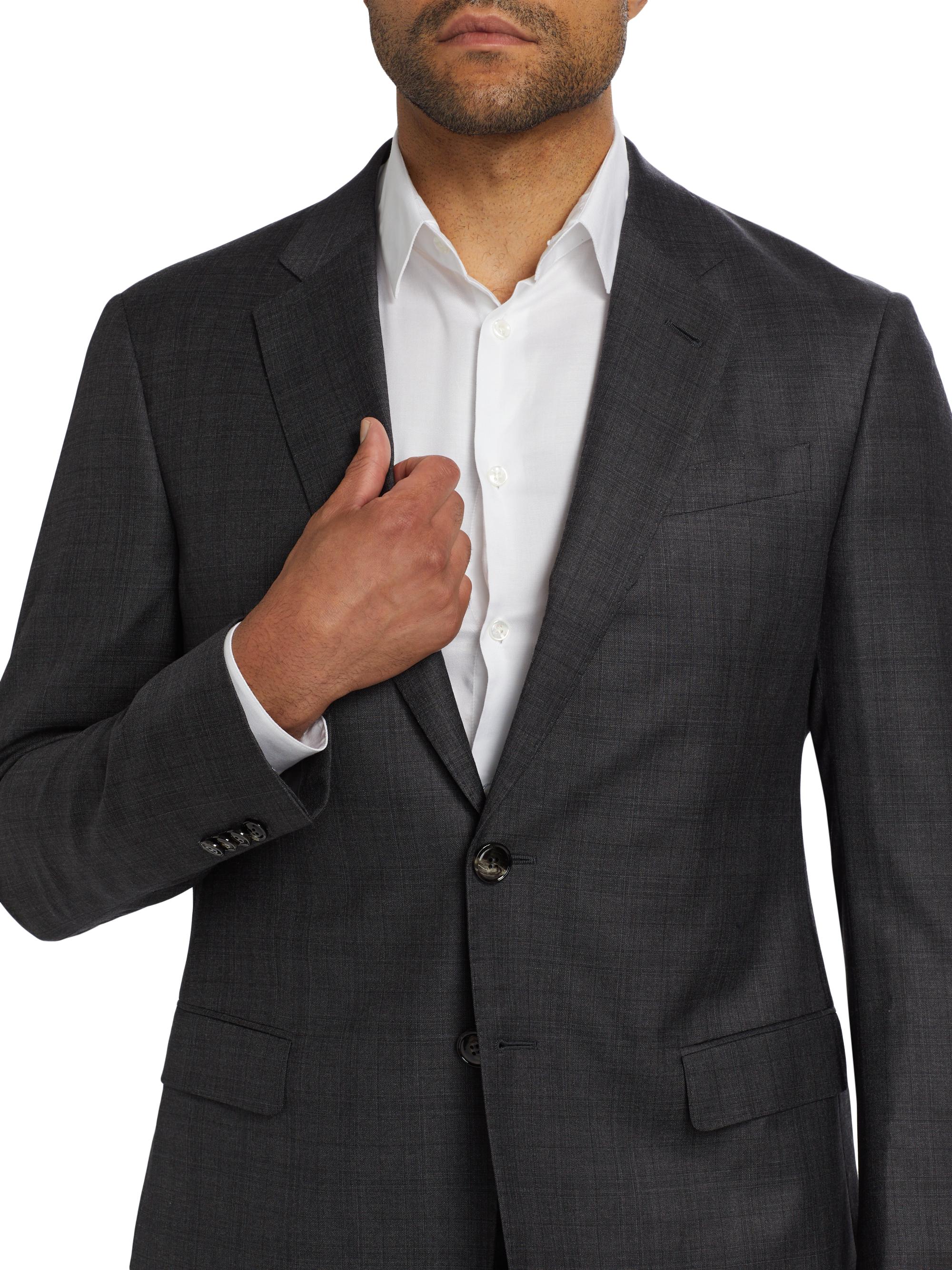 Giorgio Armani Windowpane Check Wool Suit | Saks Fifth Avenue