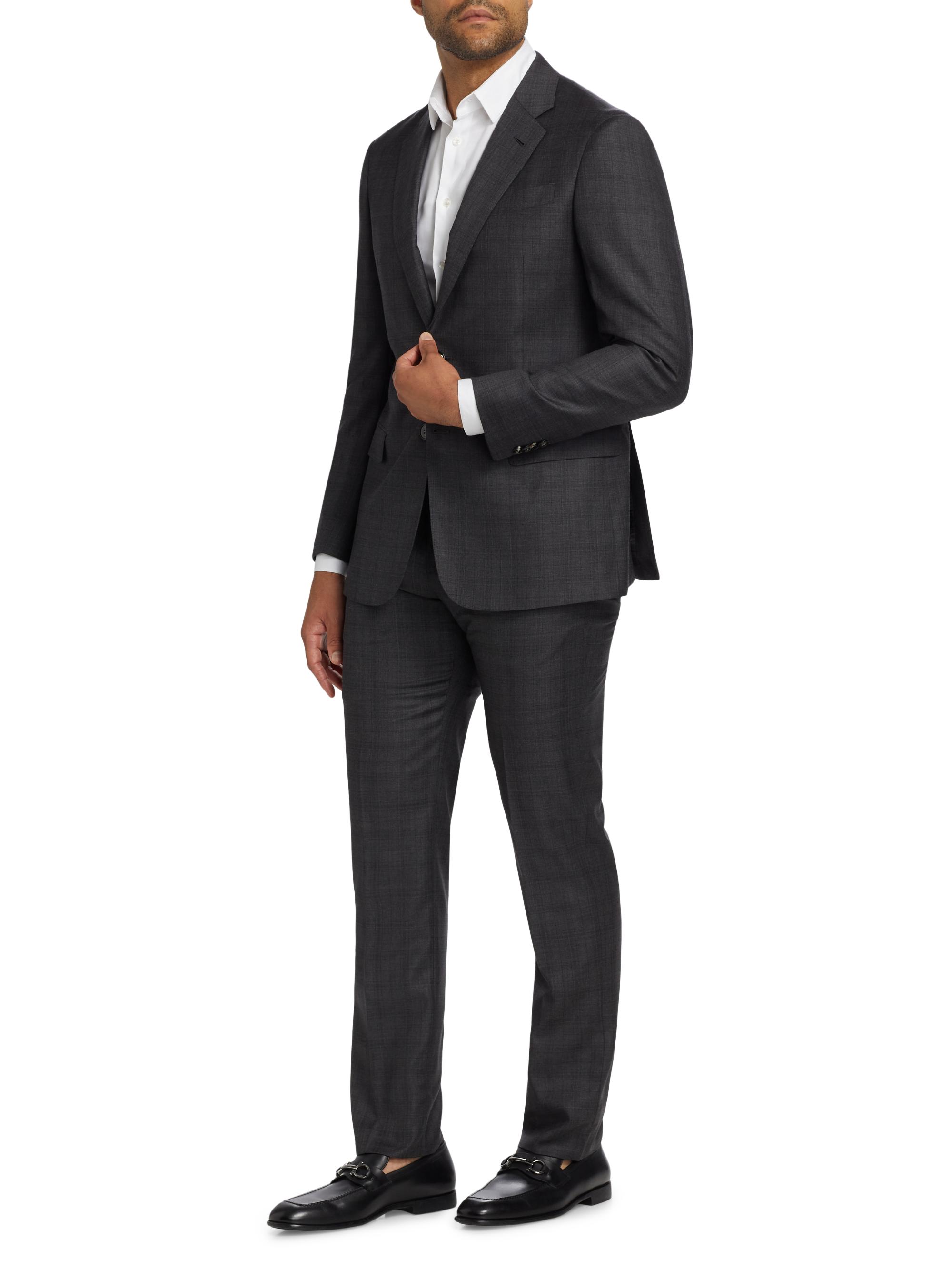 Giorgio Armani Windowpane Check Wool Suit | Saks Fifth Avenue