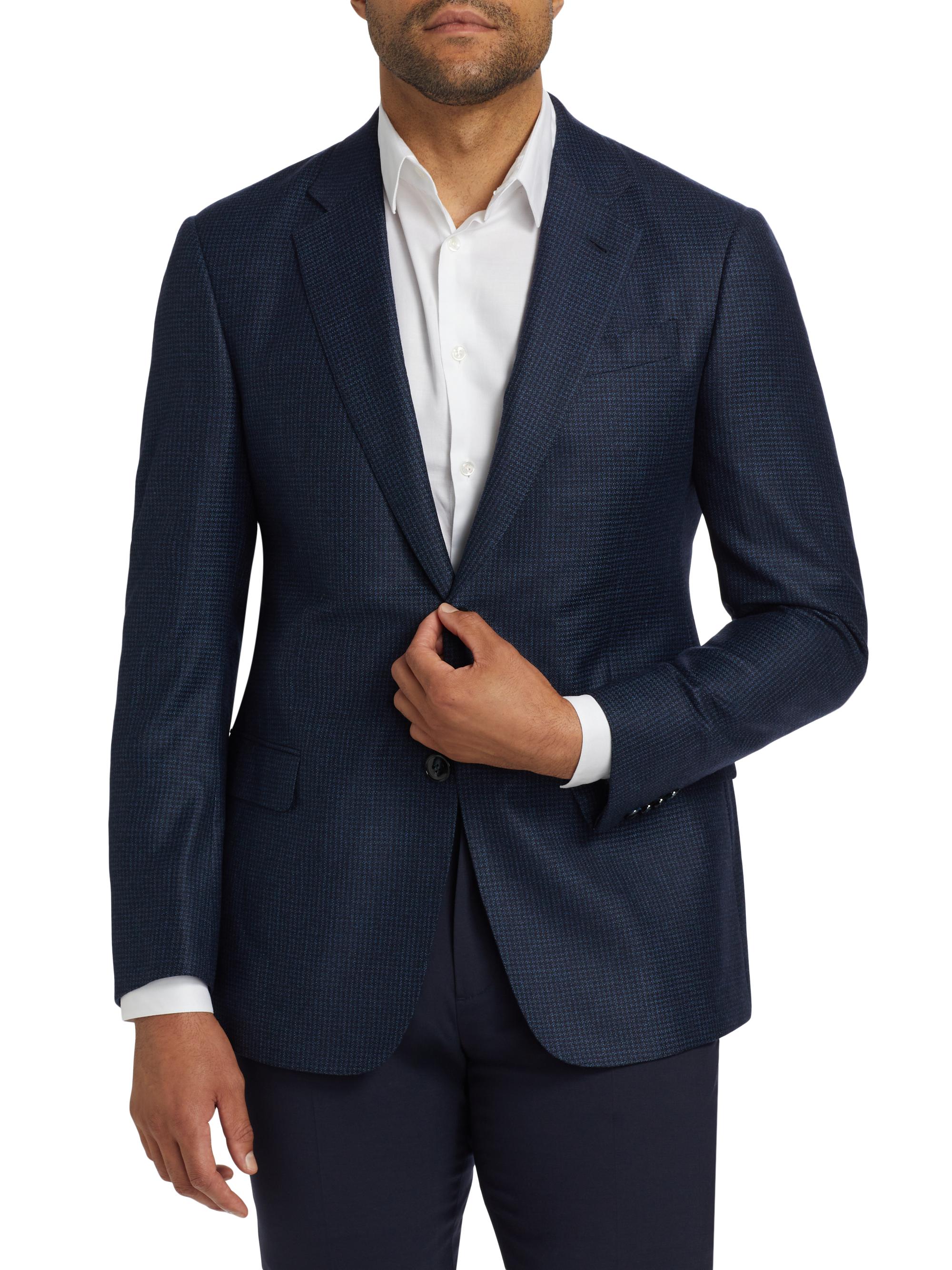 Giorgio Armani Micro Houndstooth Wool Slim-Fit Blazer | Saks Fifth