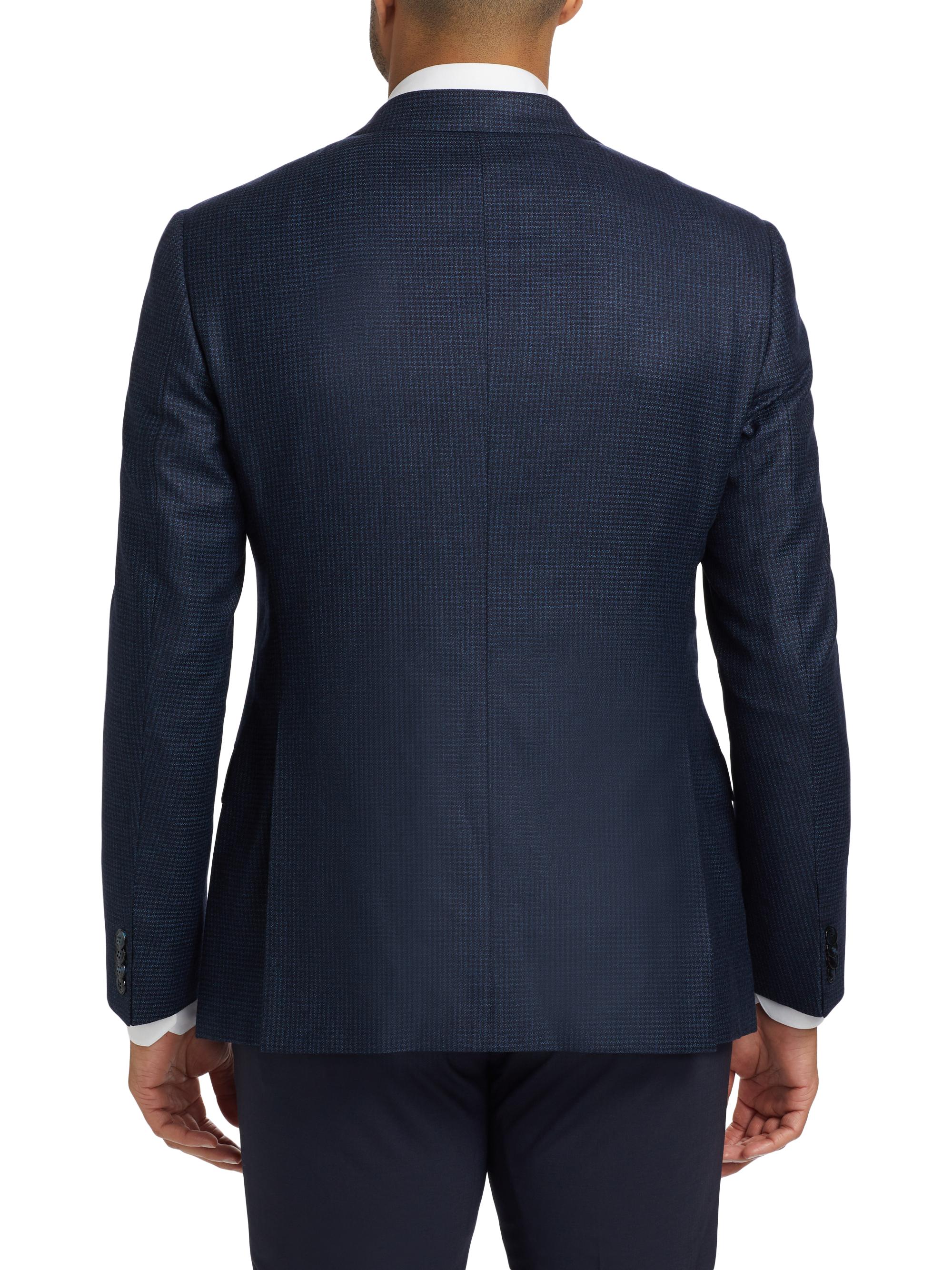 Giorgio Armani Micro Houndstooth Wool Slim-Fit Blazer | Saks Fifth