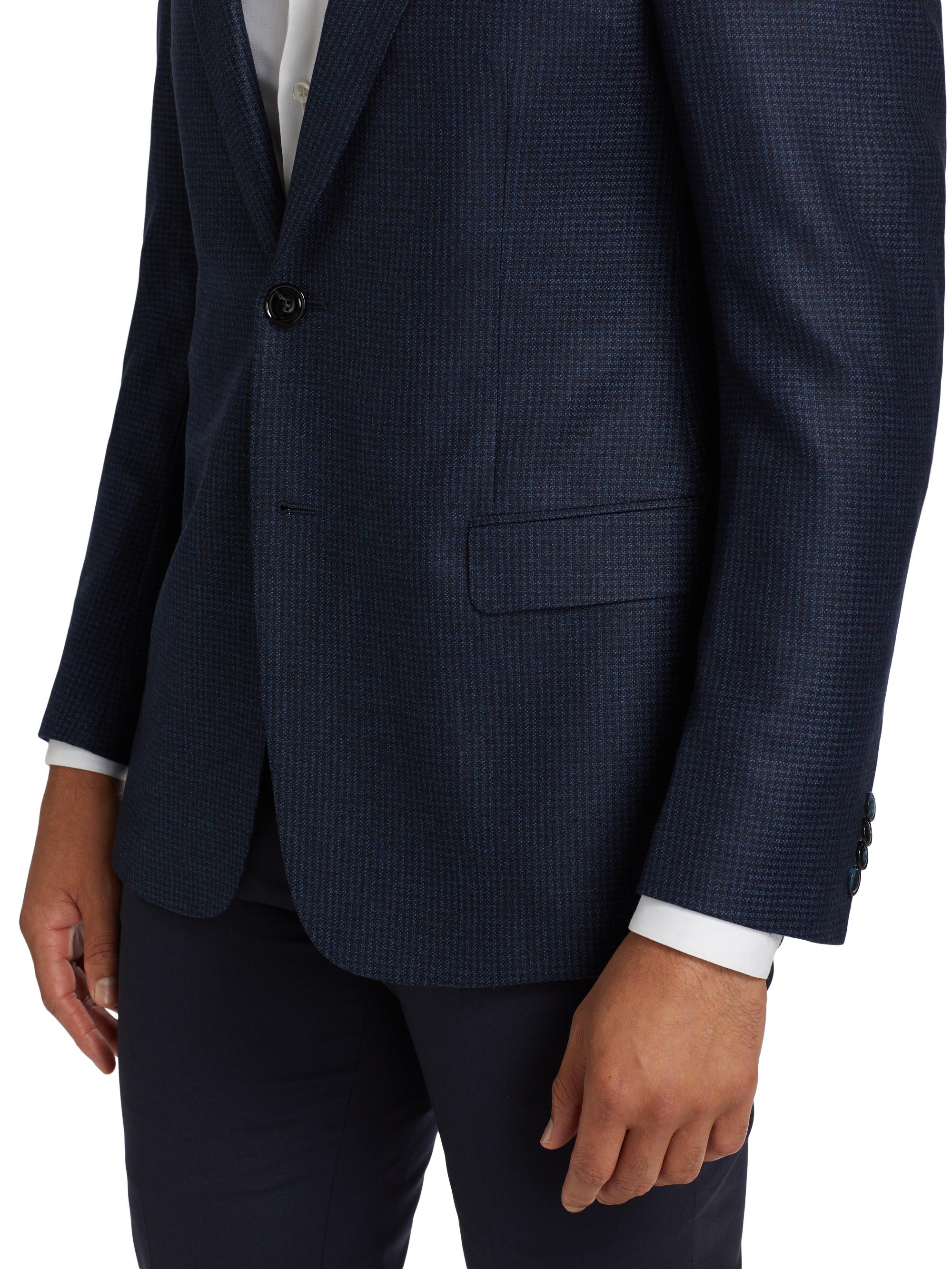 Giorgio Armani Micro Houndstooth Wool Slim-Fit Blazer | Saks Fifth