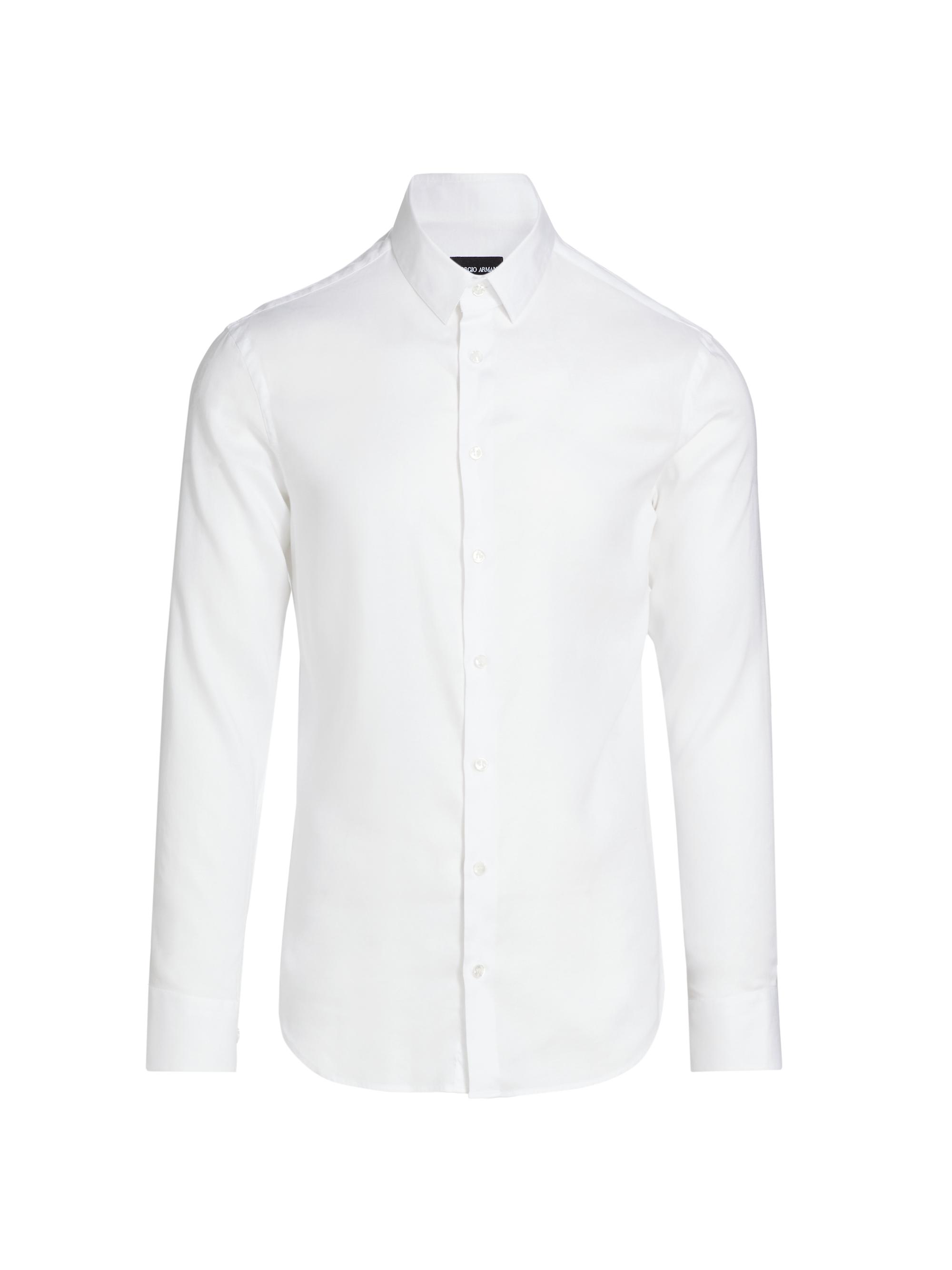 Giorgio Armani Men's Solid Front-Button Shirt - White