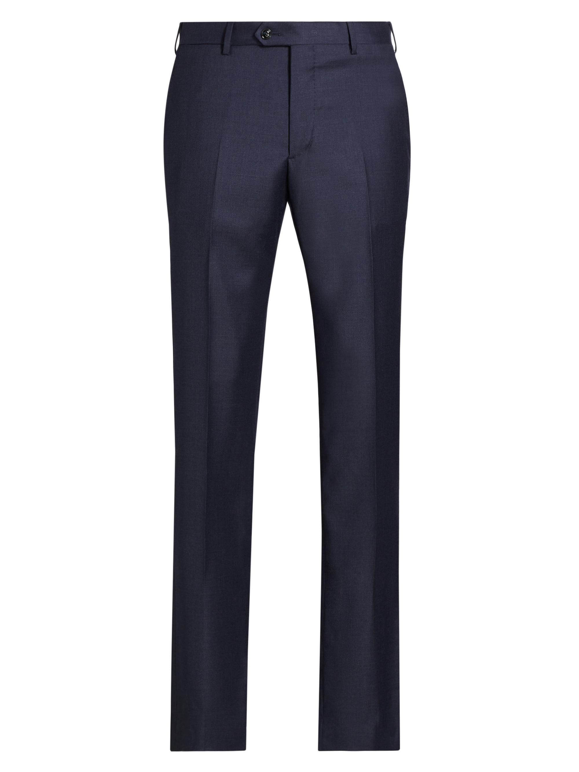 Giorgio Armani Men's Textured Solid Wool Trousers - Dark Blue Wool