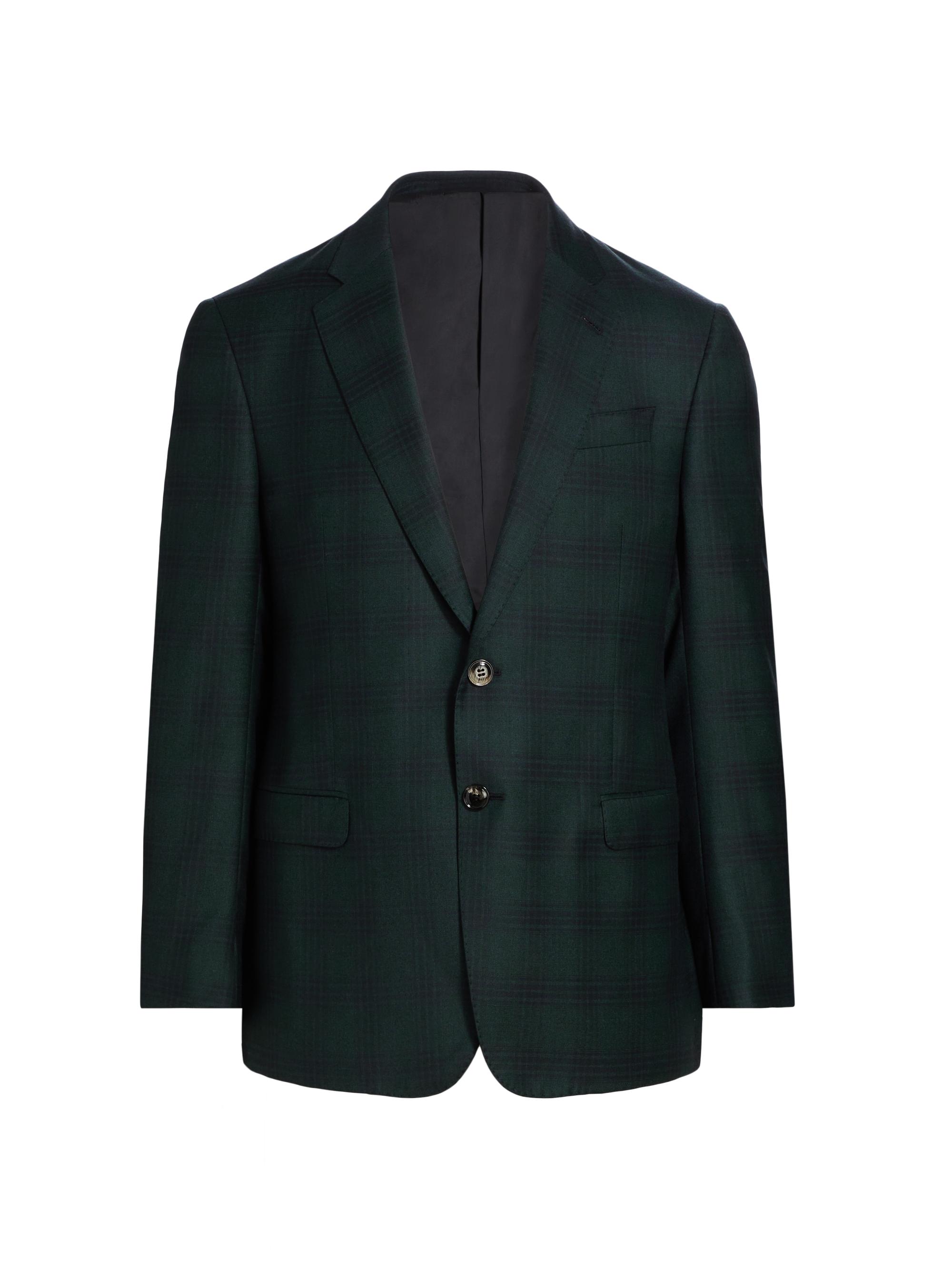 Giorgio Armani Plaid Wool Single-Breasted Jacket | Saks Fifth Avenue