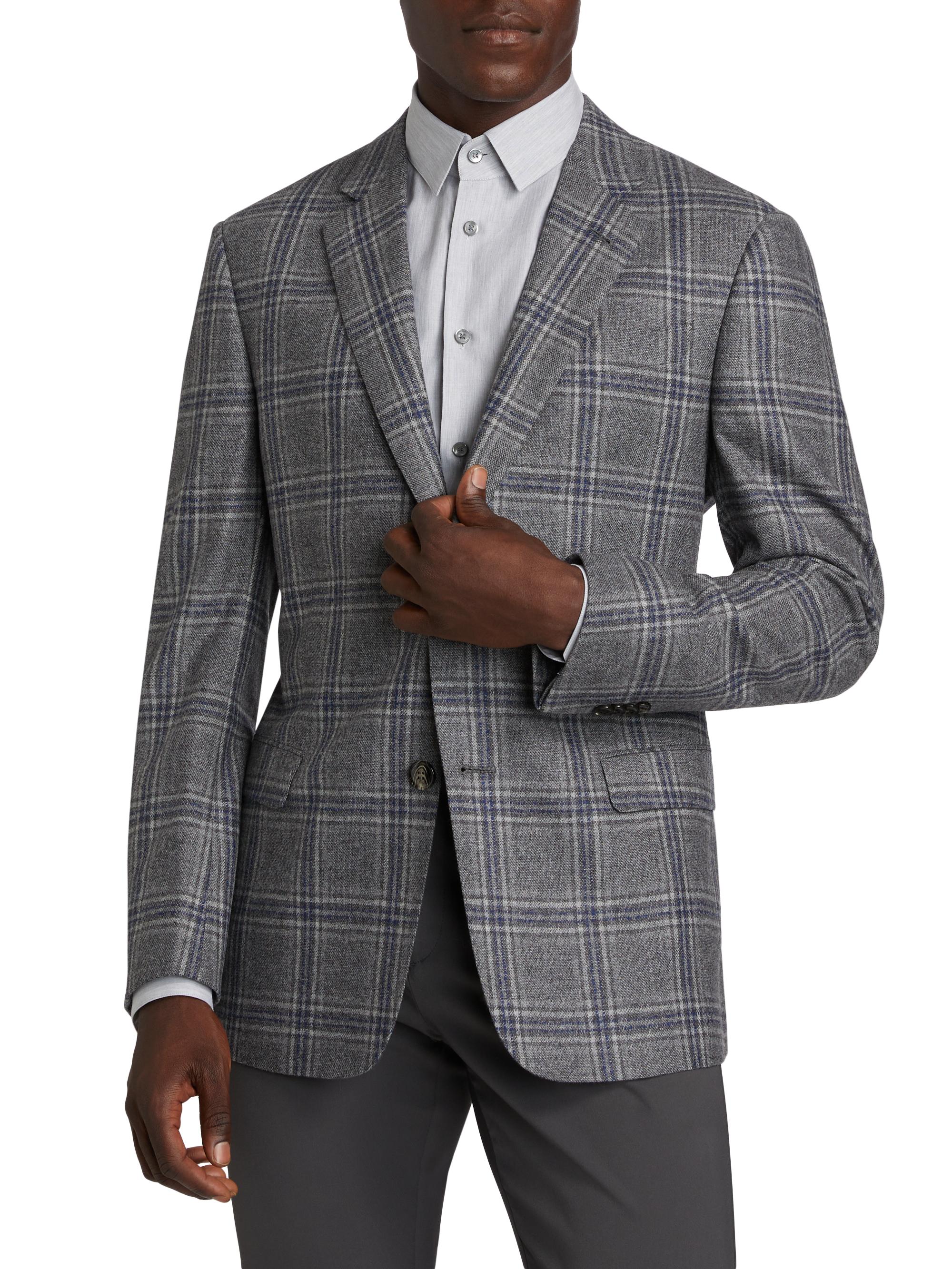 Giorgio Armani Plaid Wool & Cashmere Jacket | Saks Fifth Avenue