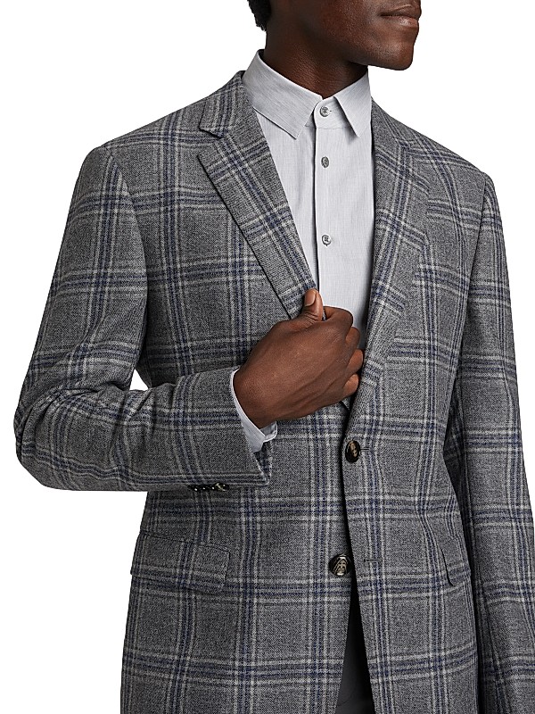 Shop Giorgio Armani Plaid Wool & Cashmere Jacket | Saks Shop Giorgio Armani Plaid Wool & Cashmere Jacket | Saks