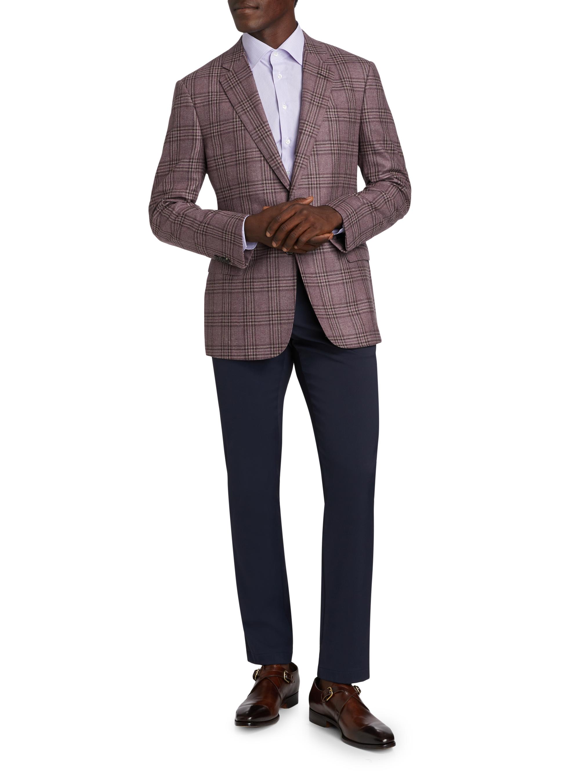 Giorgio Armani Plaid Tailored Wool Jacket | Saks Fifth Avenue