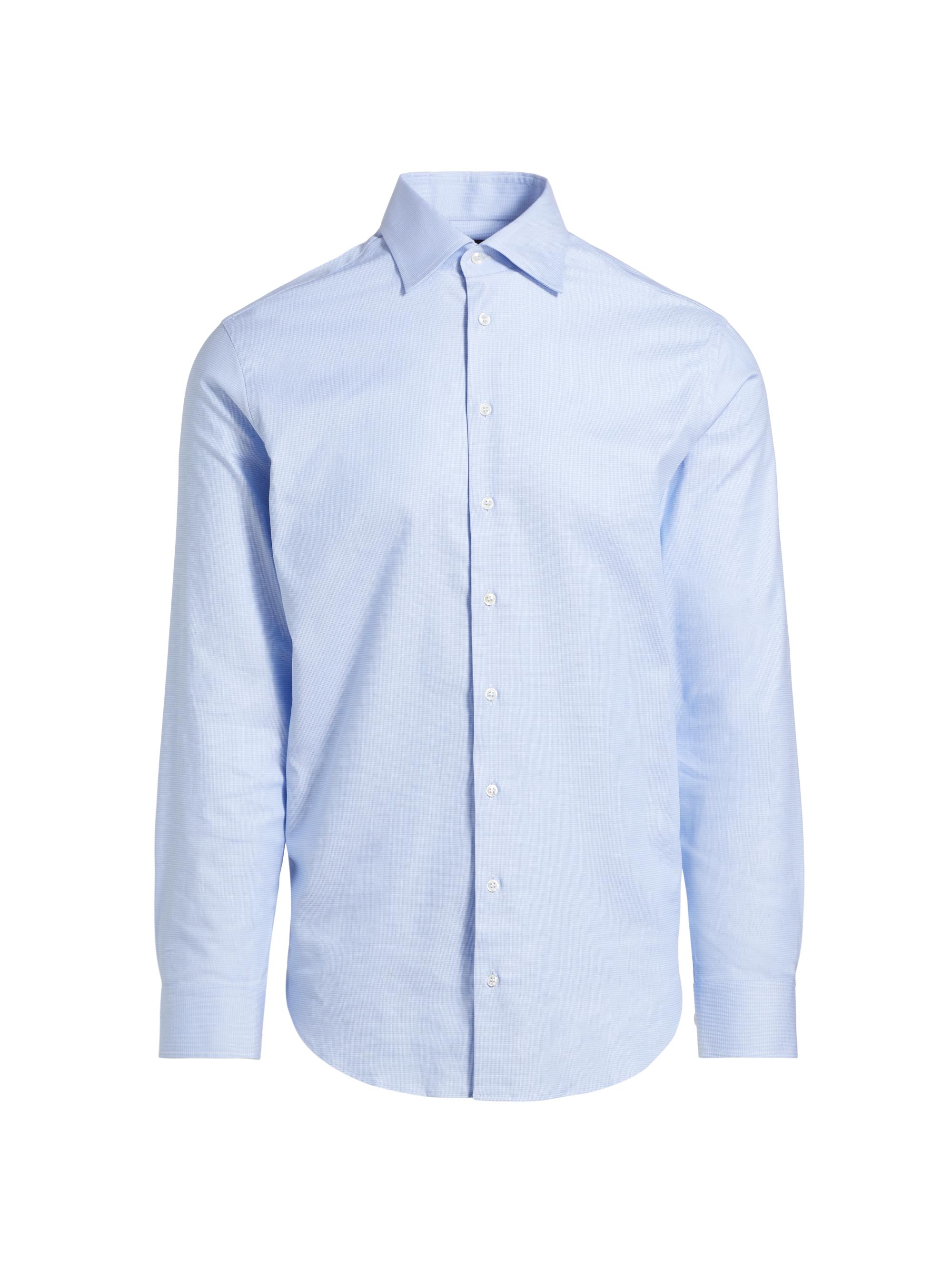 Giorgio Armani Men's Slim Poplin Button-Up Shirt - Blue