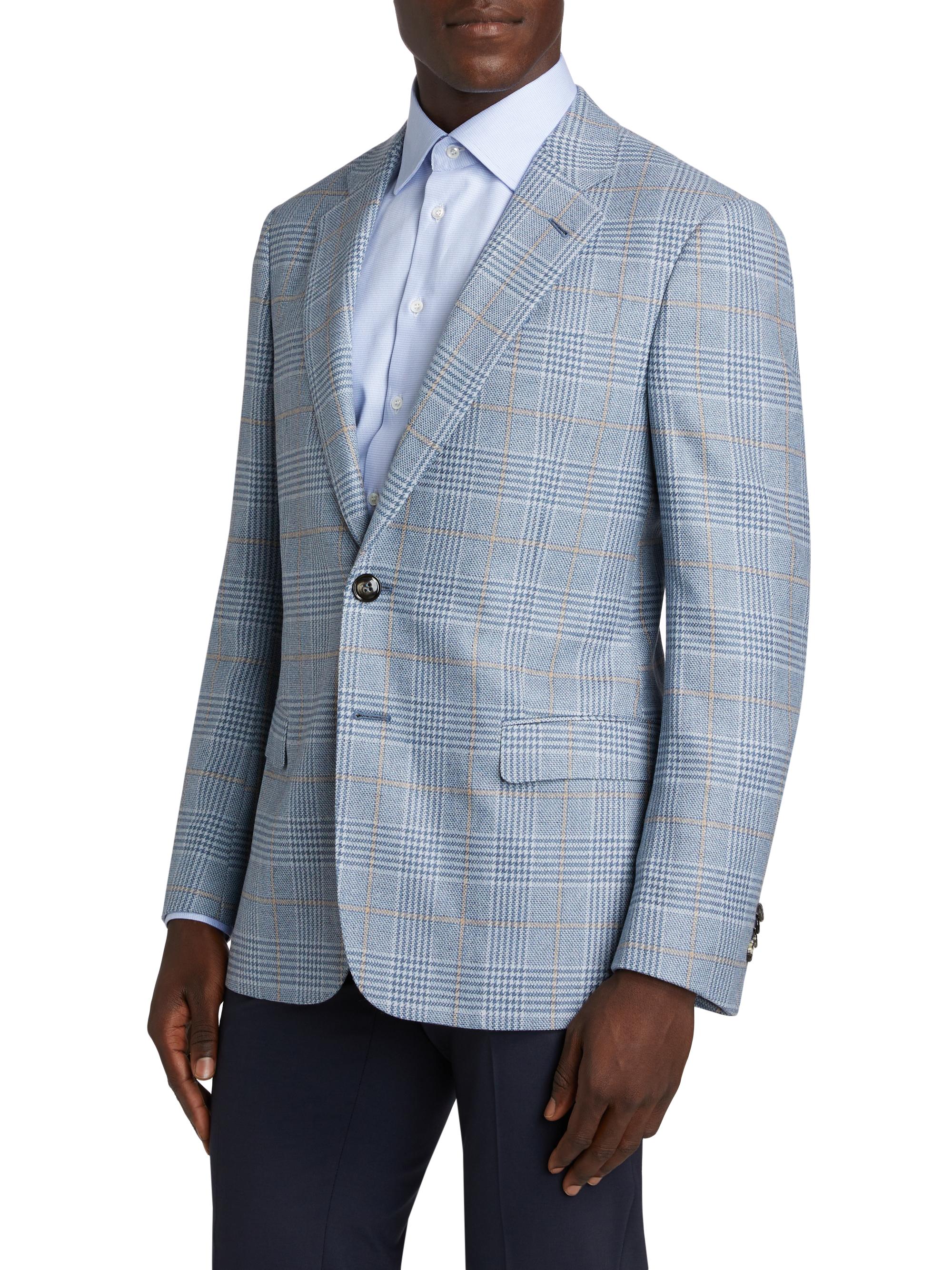 Giorgio Armani Plaid Tailored Wool Jacket | Saks Fifth Avenue