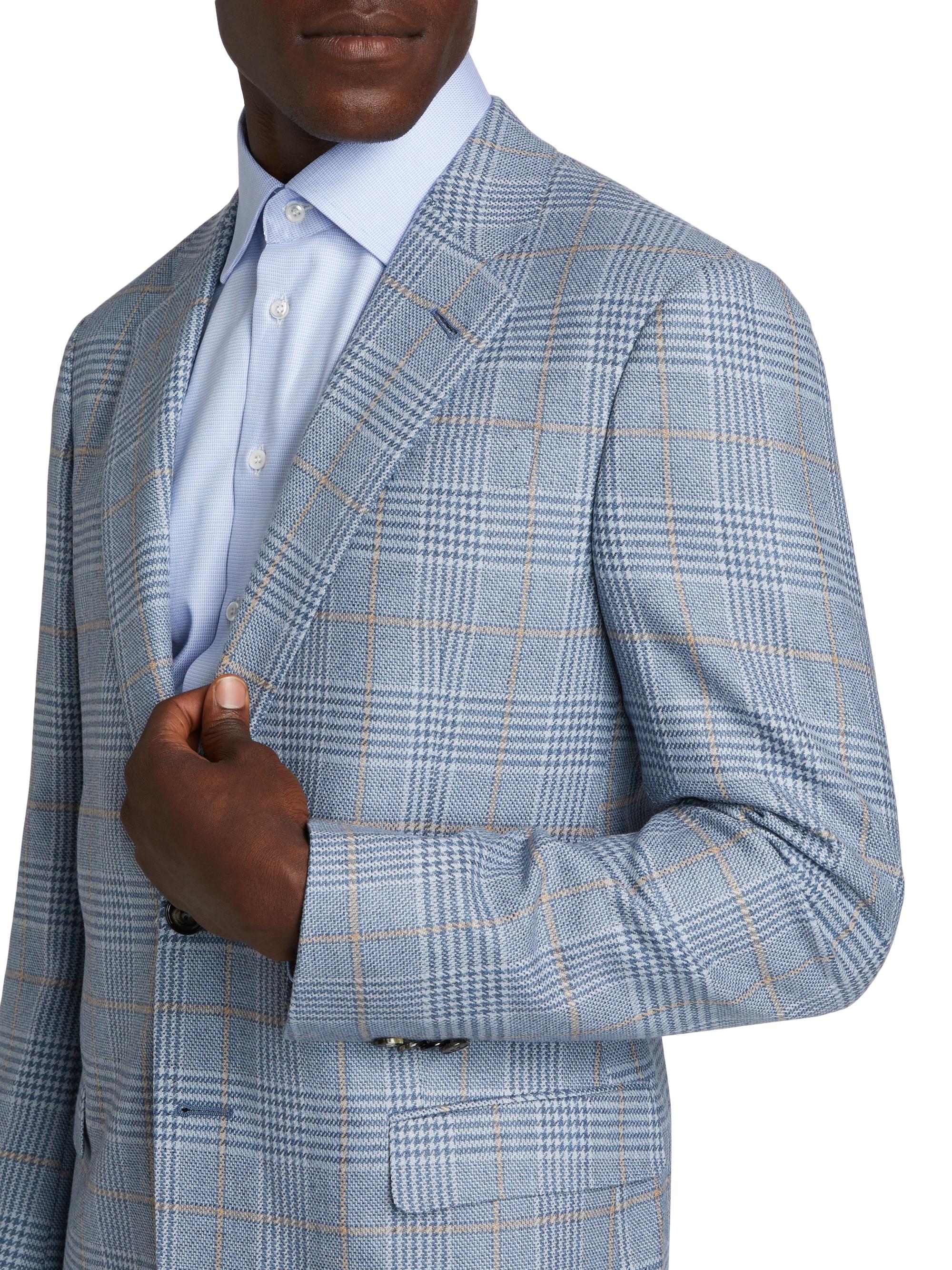 Giorgio Armani Plaid Tailored Wool Jacket | Saks Fifth Avenue