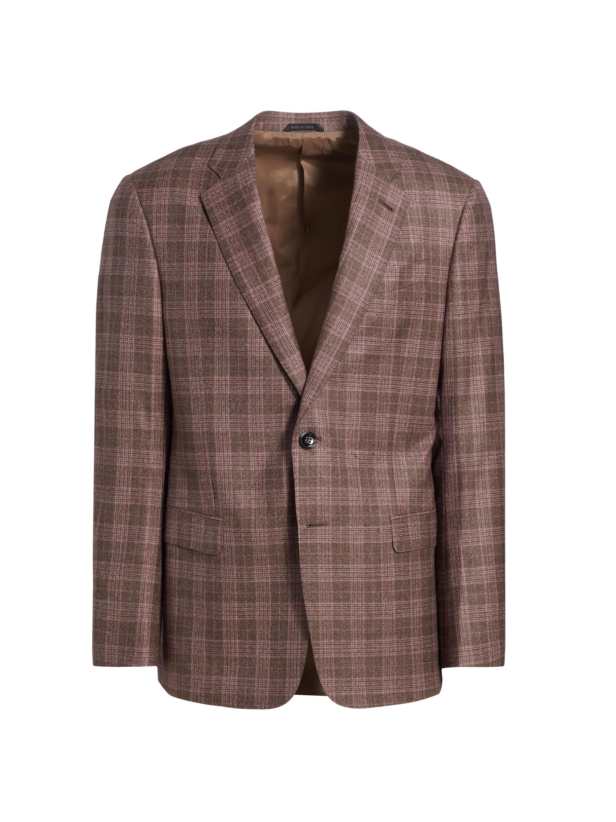 Giorgio Armani Plaid Wool Single-Breasted Jacket | Saks Fifth Avenue