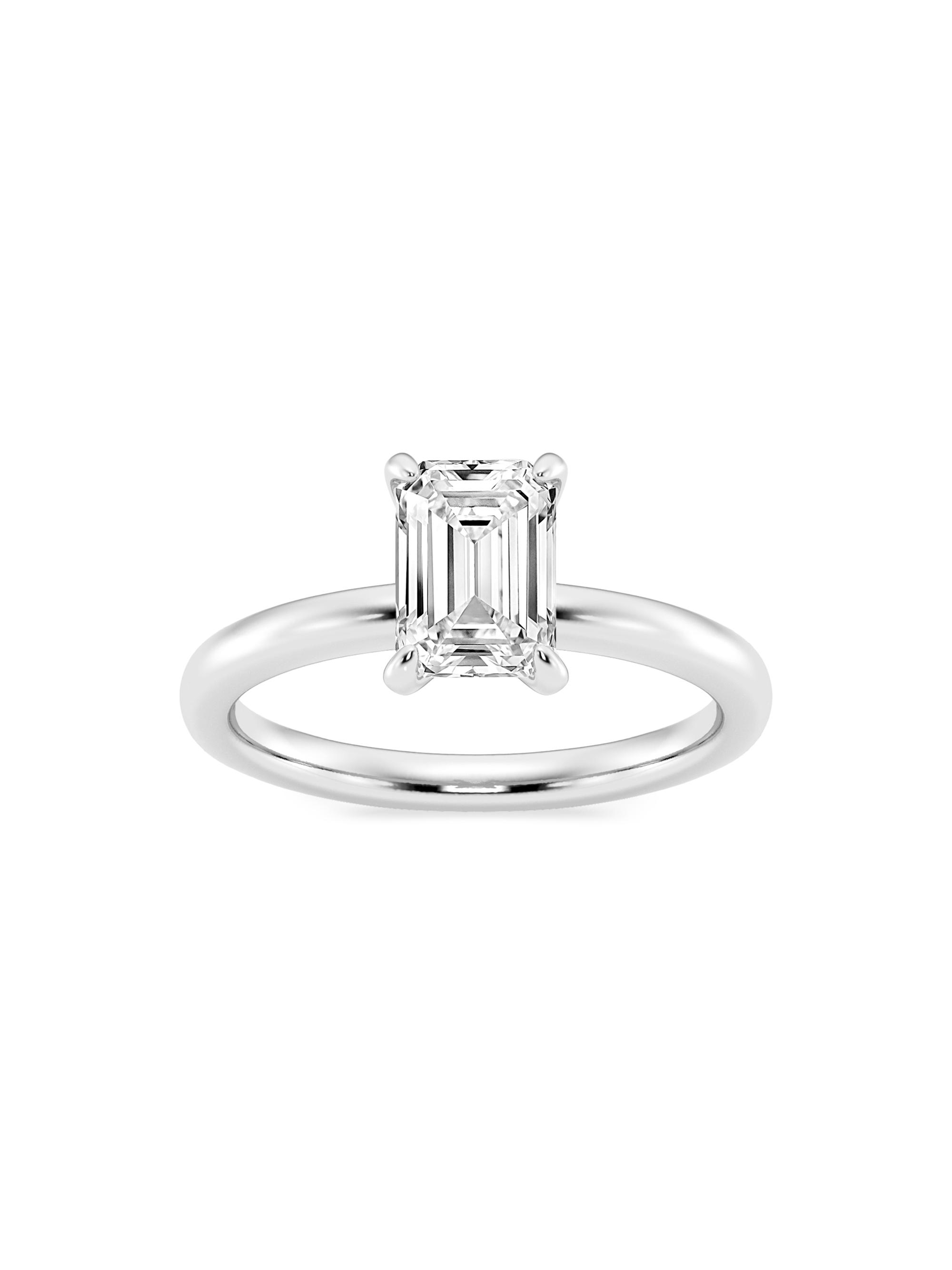 Saks Fifth Avenue Collection Women's 14K White Gold & Emerald-Cut Lab-Grown Diamond Solitaire Ring/0.50-5.00 TCW - 1.5 Tcw