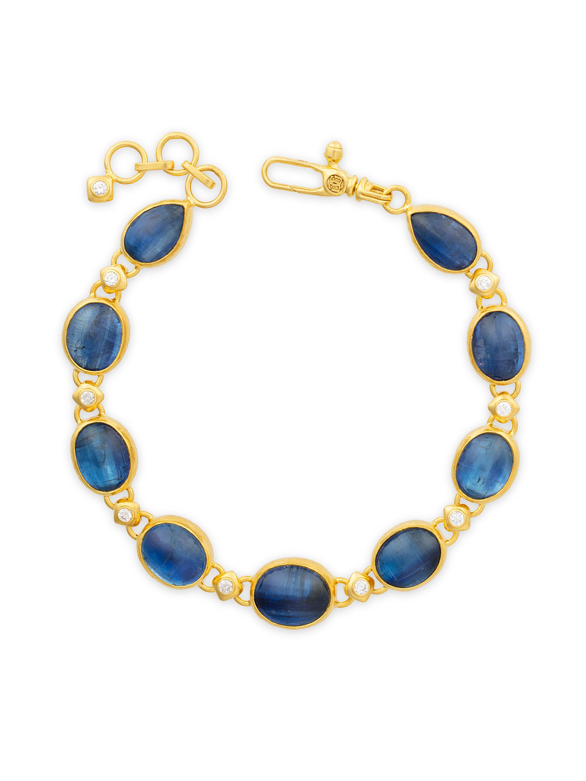 Gurhan Women's Rune 18K & 24K Yellow Gold, Kyanite & 0.50 TCW Diamond Bracelet - Yellow Gold