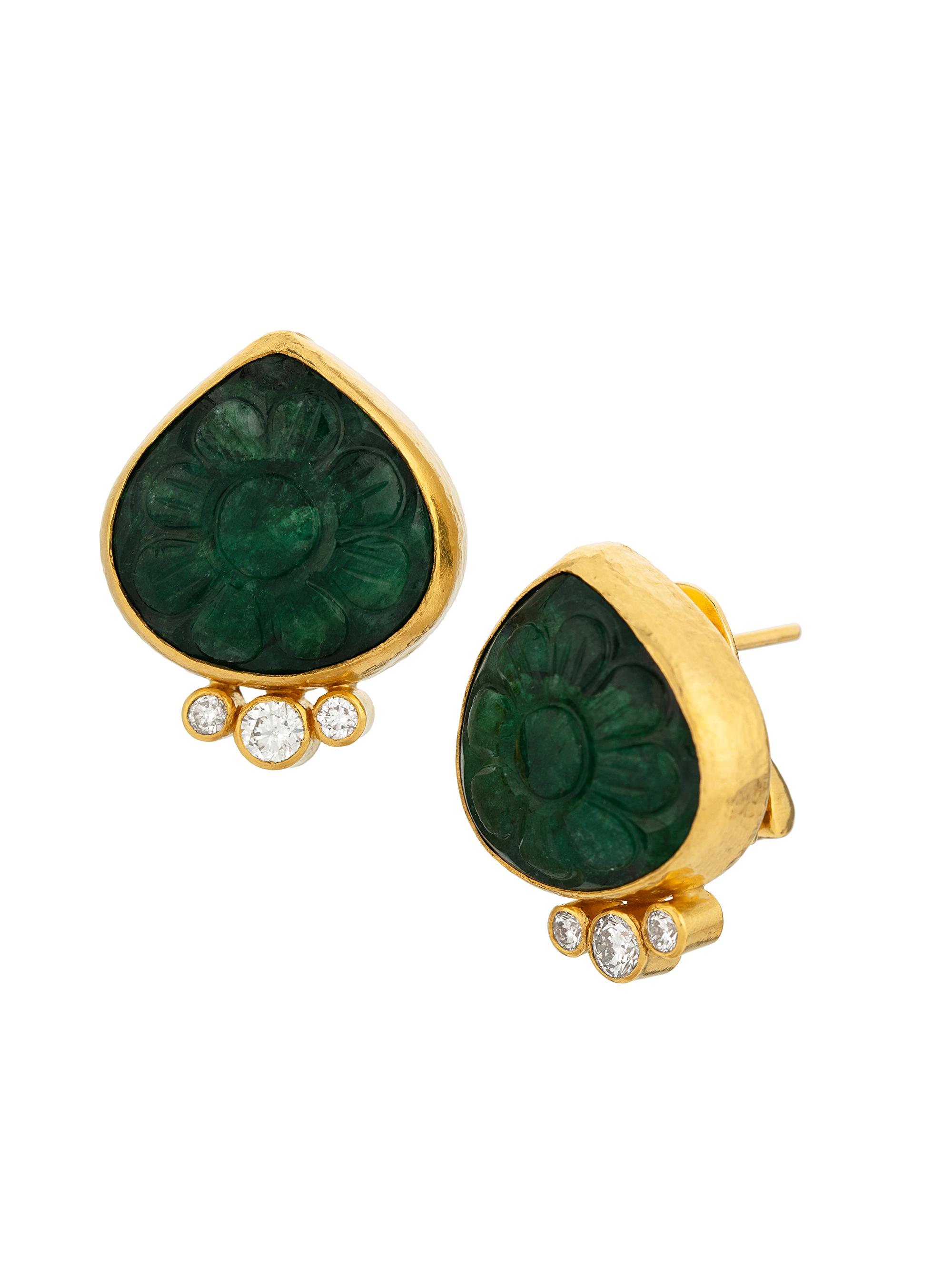 Gurhan Women's Rune 24K Yellow Gold, Emerald & 0.49 TCW Diamond Drop Earrings - Yellow Gold
