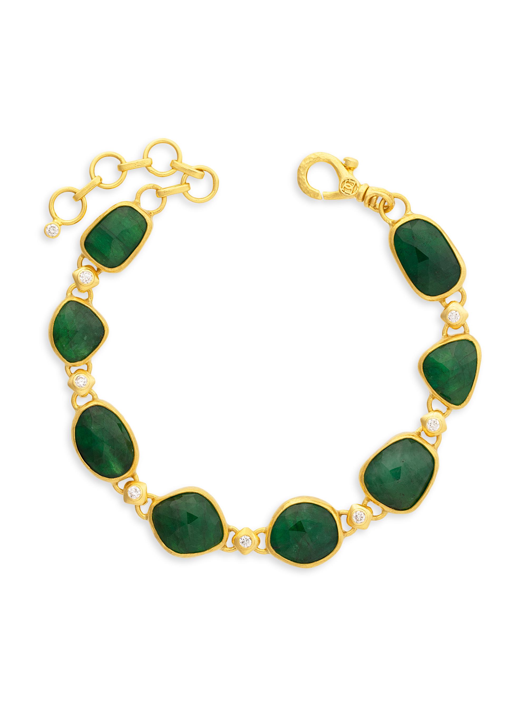 Gurhan Women's Elements 22K & 24K Yellow Gold, Emerald & 0.43 TCW Diamond Bracelet - Yellow Gold
