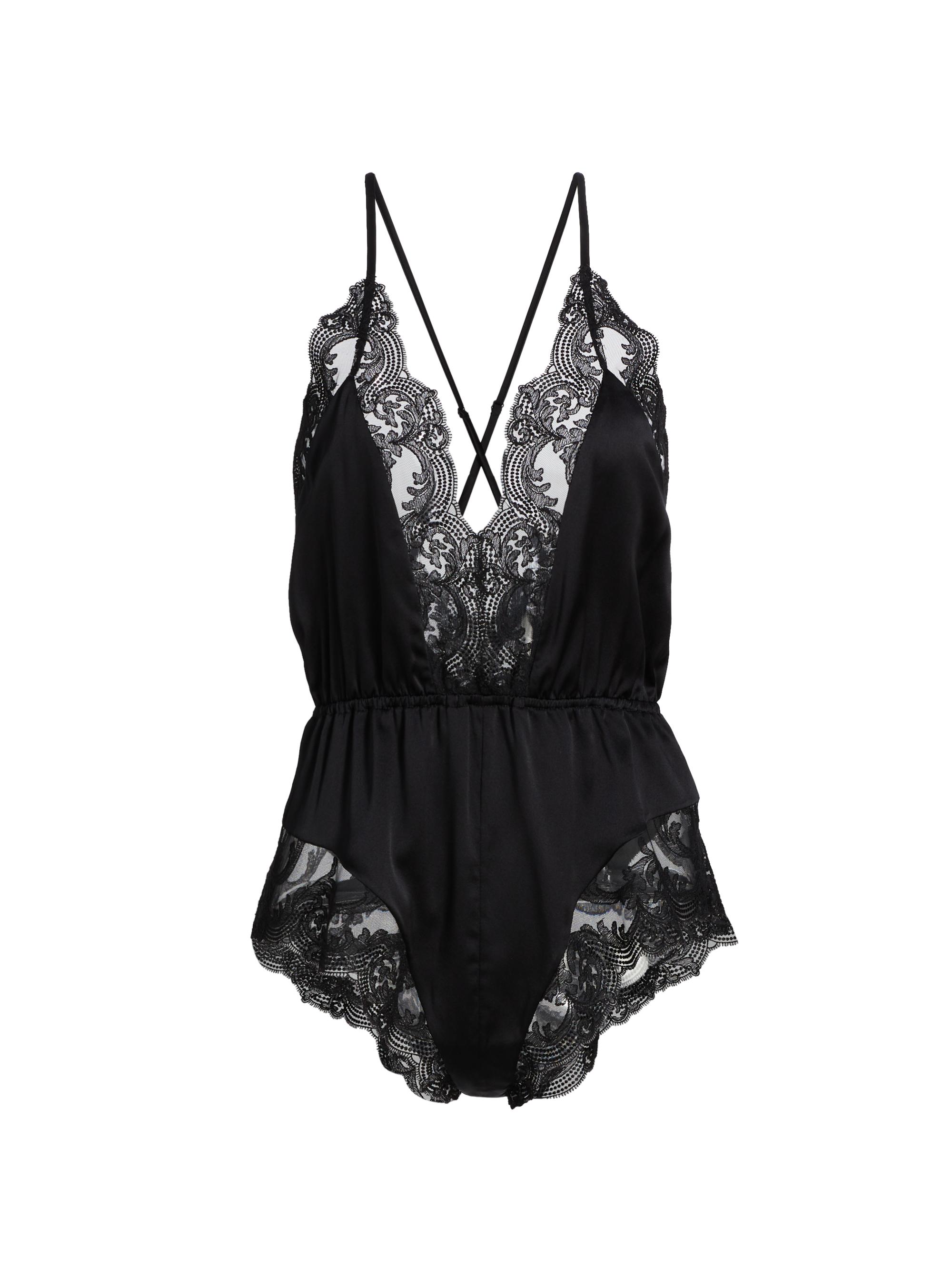 Kiki de Montparnasse Women's Voltaire Lace-Trim Teddy - Black