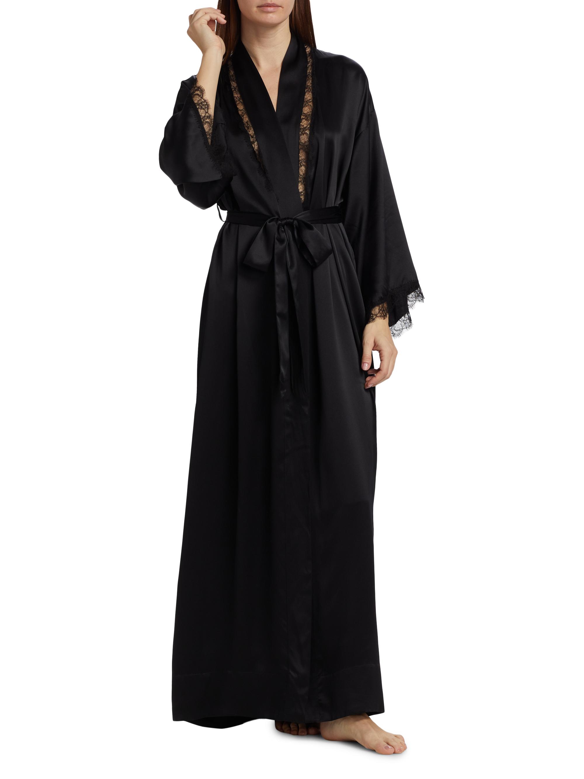 Kiki de Montparnasse Silk Lace Inset Robe | Saks Fifth Avenue