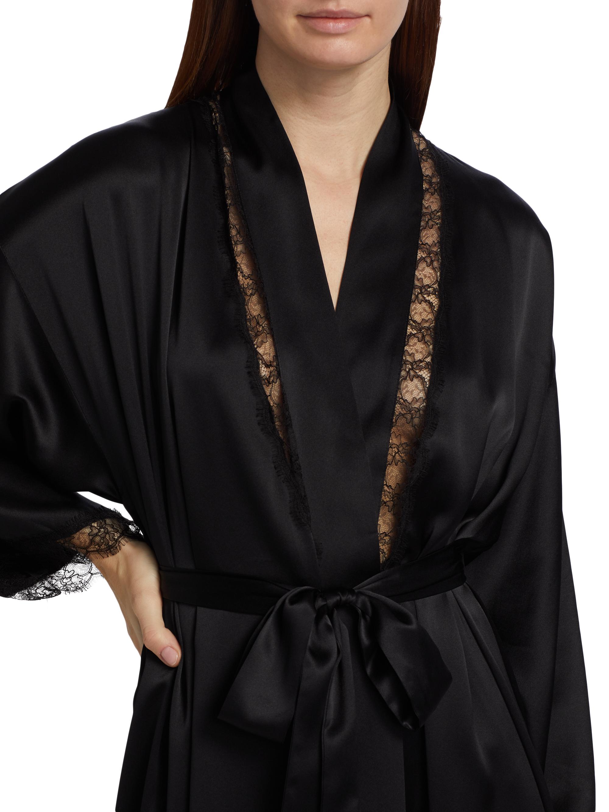 Kiki de Montparnasse Silk Lace Inset Robe | Saks Fifth Avenue