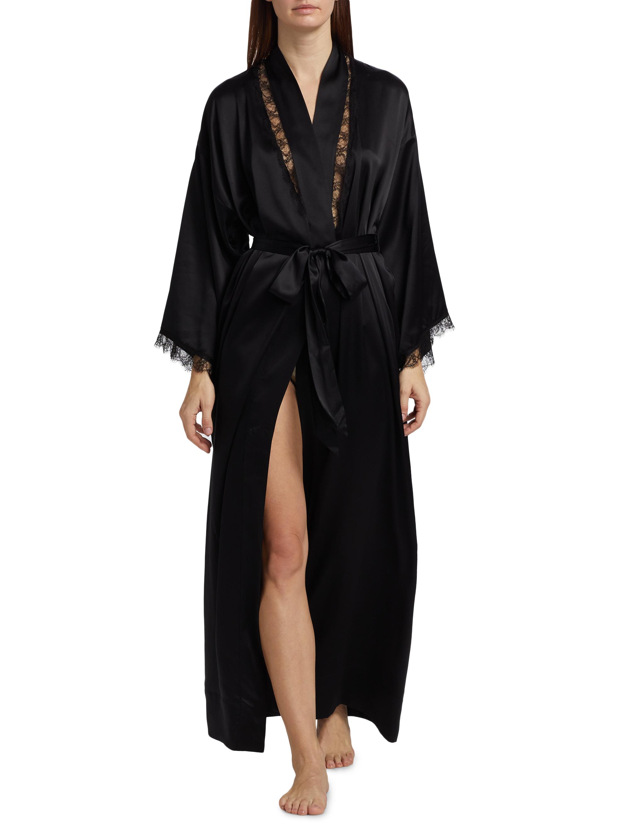 Kiki de Montparnasse Silk Lace Inset Robe | Saks Fifth Avenue
