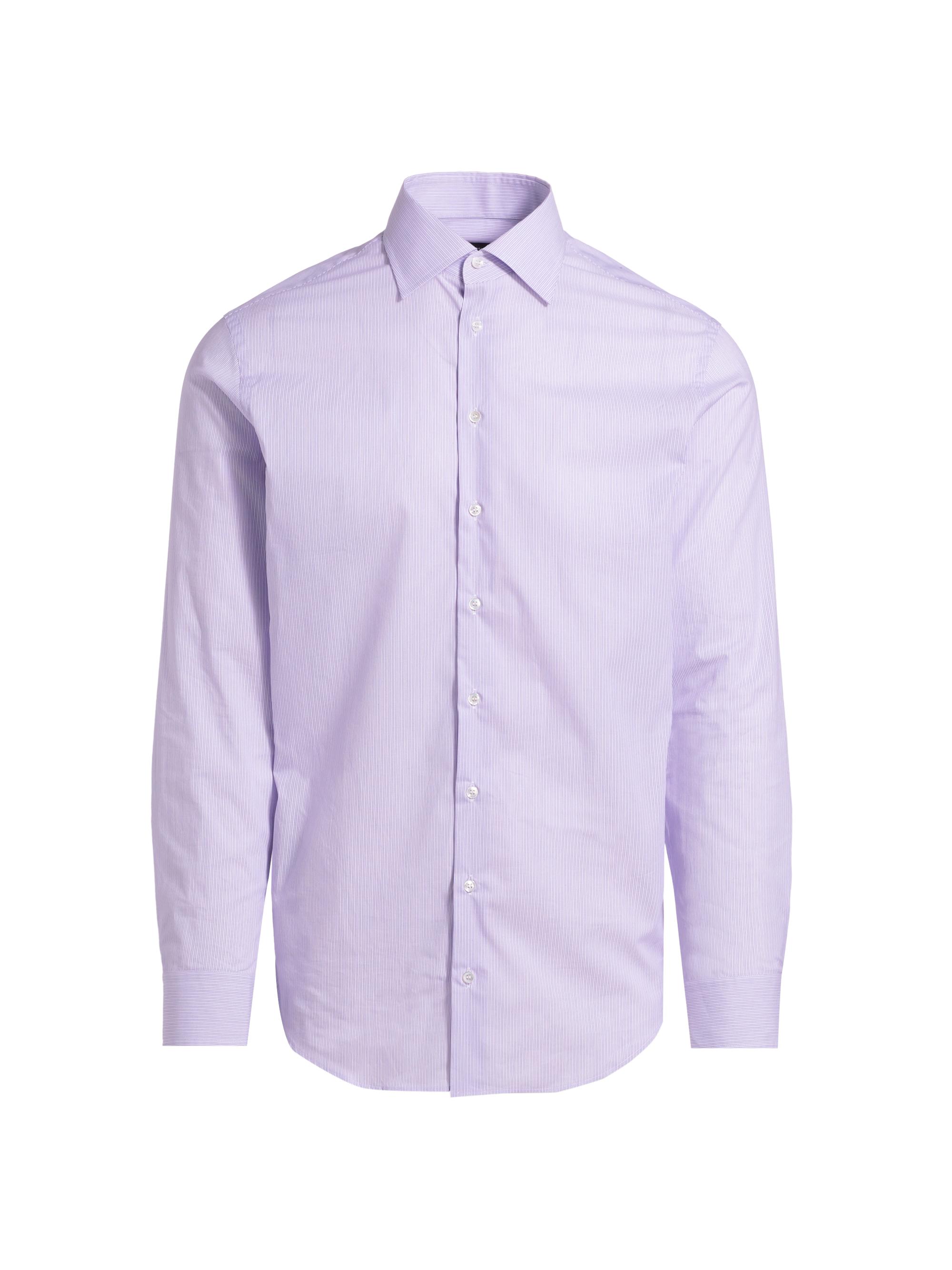 Giorgio Armani Men's Woven Stripe Cotton Shirt - Purple