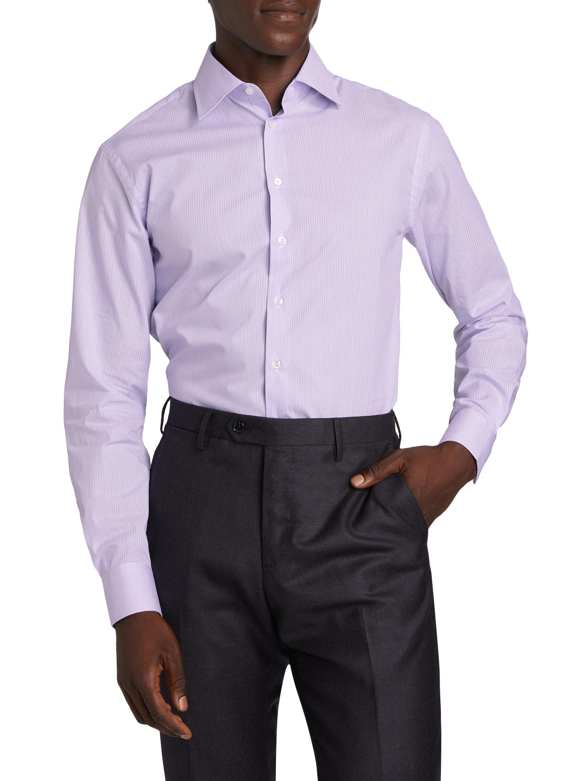 Giorgio Armani Woven Stripe Cotton Shirt | Saks Fifth Avenue