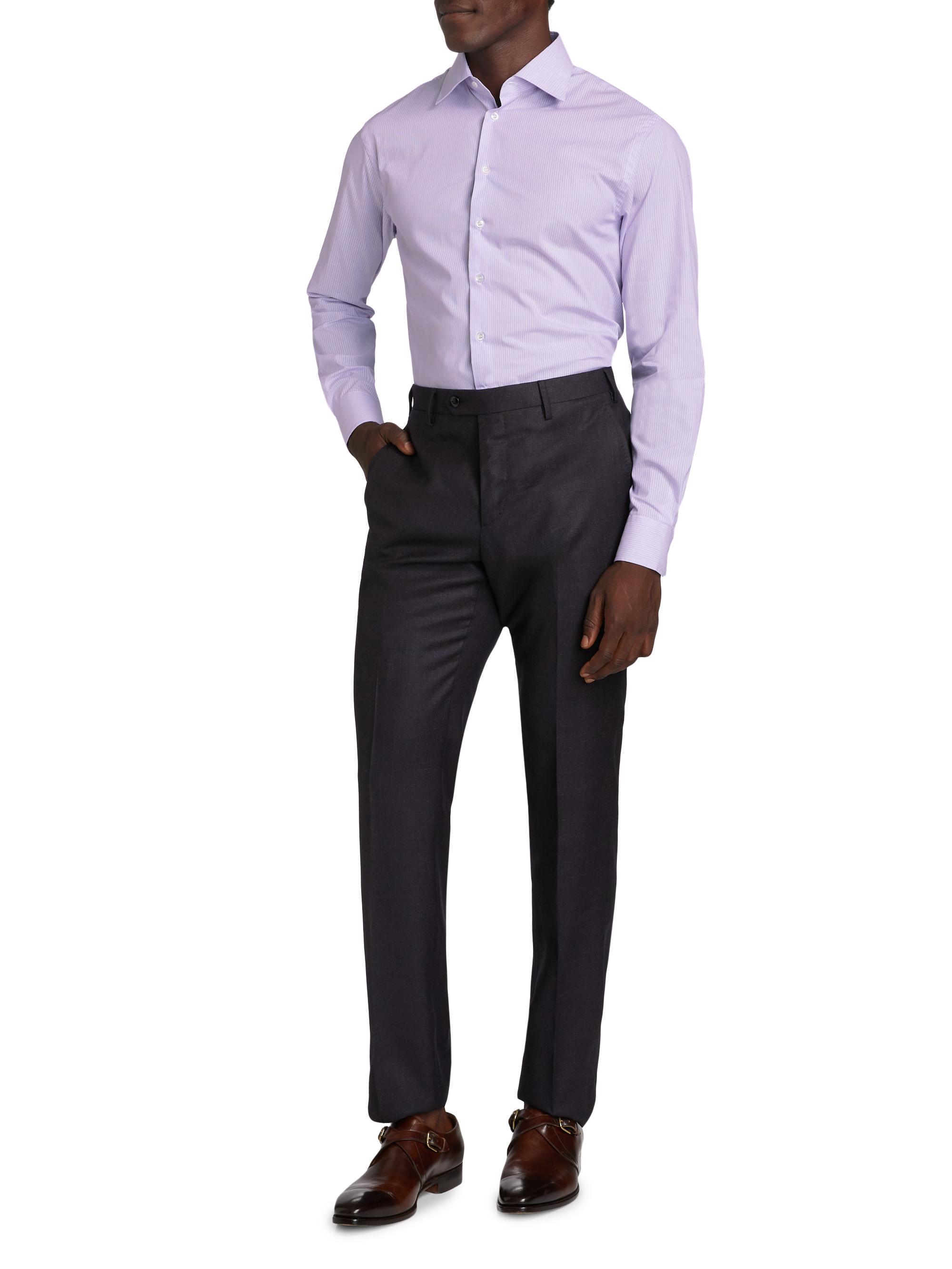 Giorgio Armani Woven Stripe Cotton Shirt | Saks Fifth Avenue