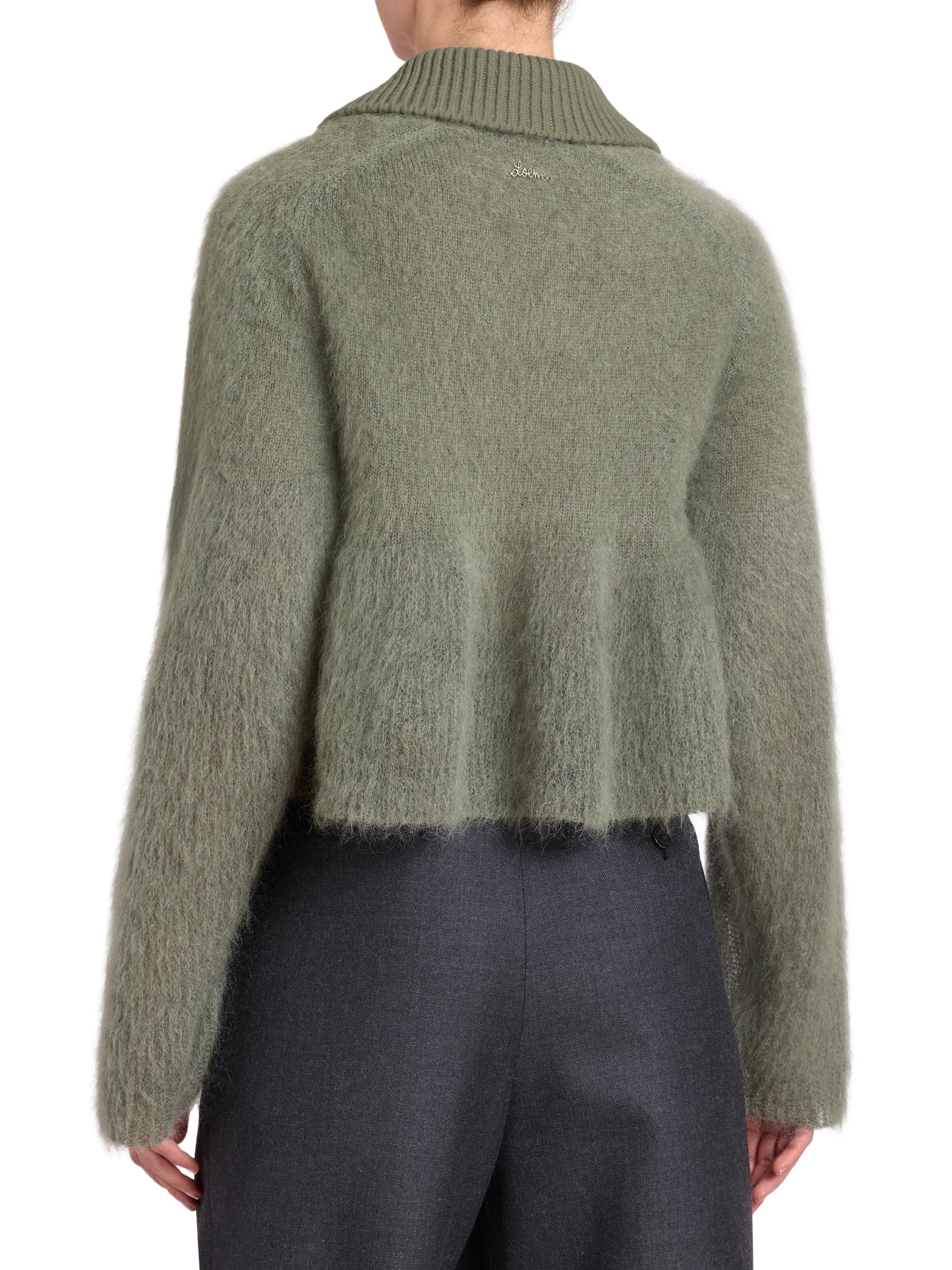 Mohair-Wool Blend Polo Sweater