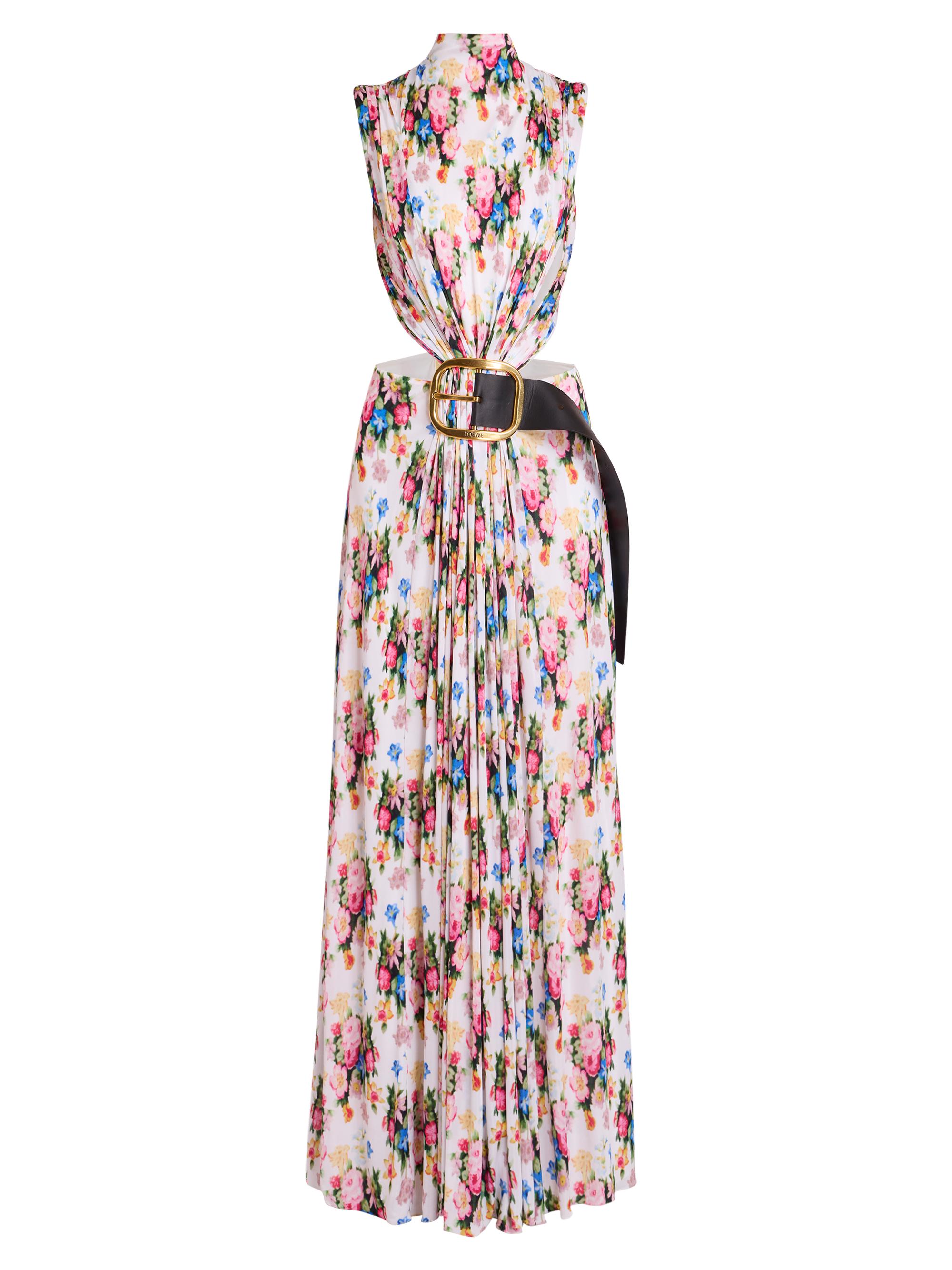 LOEWE Women's Floral Draped Belted Maxi Dress - White Multi Color